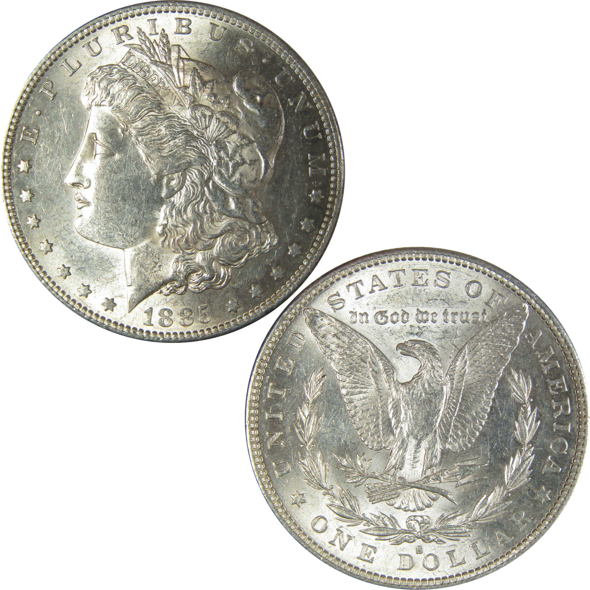 1885 S Morgan Dollar Borderline Uncirculated Silver $1 Coin SKU:I22545 - Morgan coin - Morgan silver dollar - Morgan silver dollar for sale - Profile Coins & Collectibles