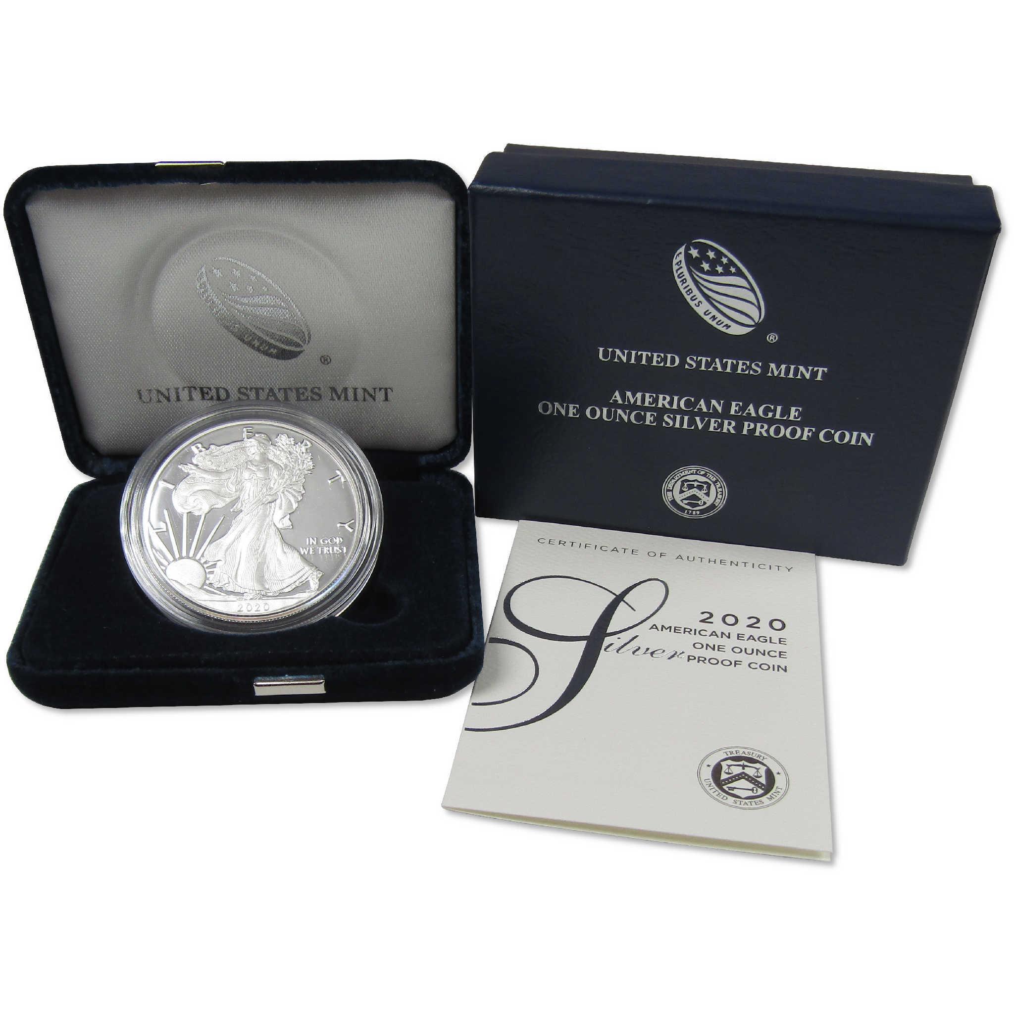 2020 S American Silver Eagle Bullion Proof $1 Coin Collectible OGP COA