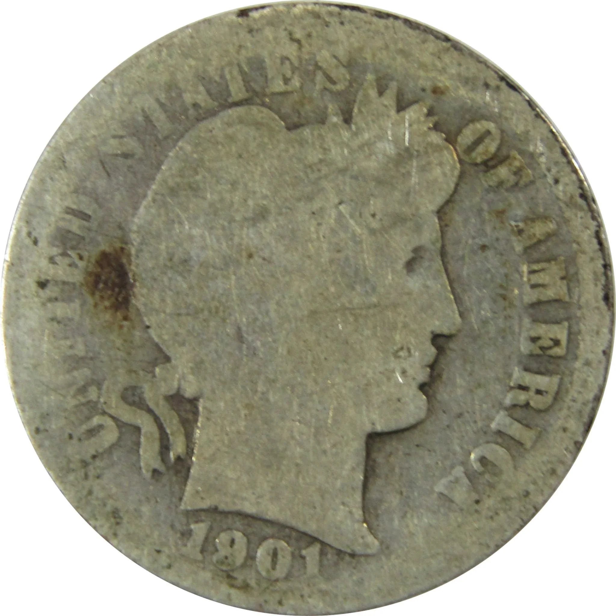 1901 O Barber Silver Dime AG About Good 10c Coin Collectible SKU:CP700