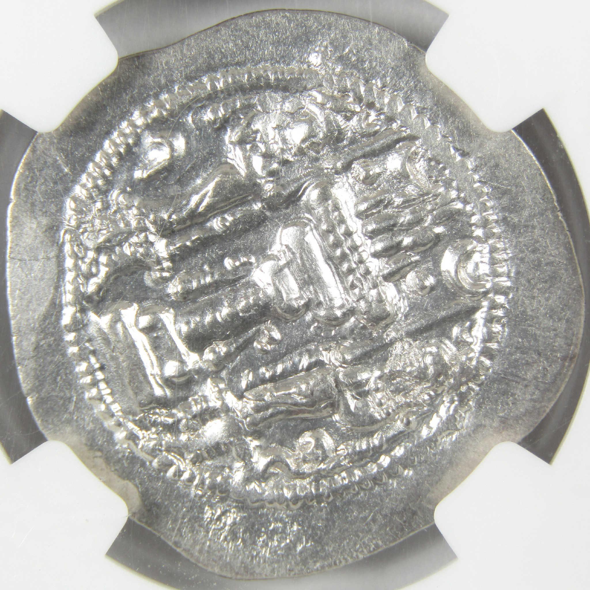 399-420 AD Yazdard I Sasanian Empire Silver Drachm CH AU NGC Ancient