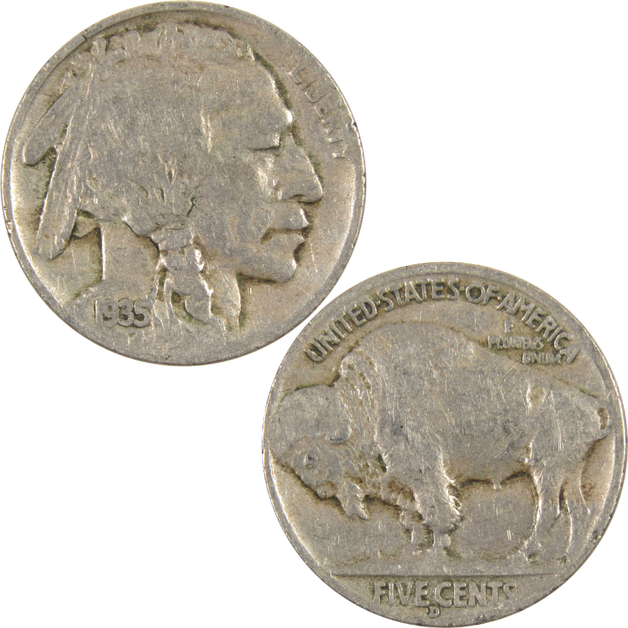 1935 D Indian Head Buffalo Nickel VG Very Good 5c Coin