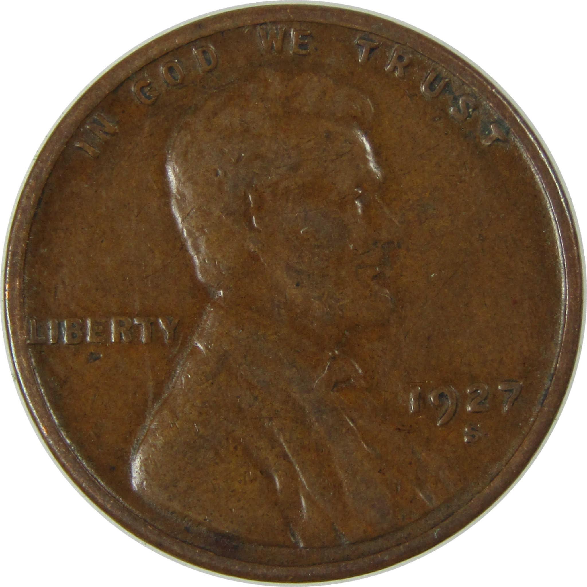 1927 S Lincoln Wheat Cent VG Very Good Penny 1c Coin SKU:I26688
