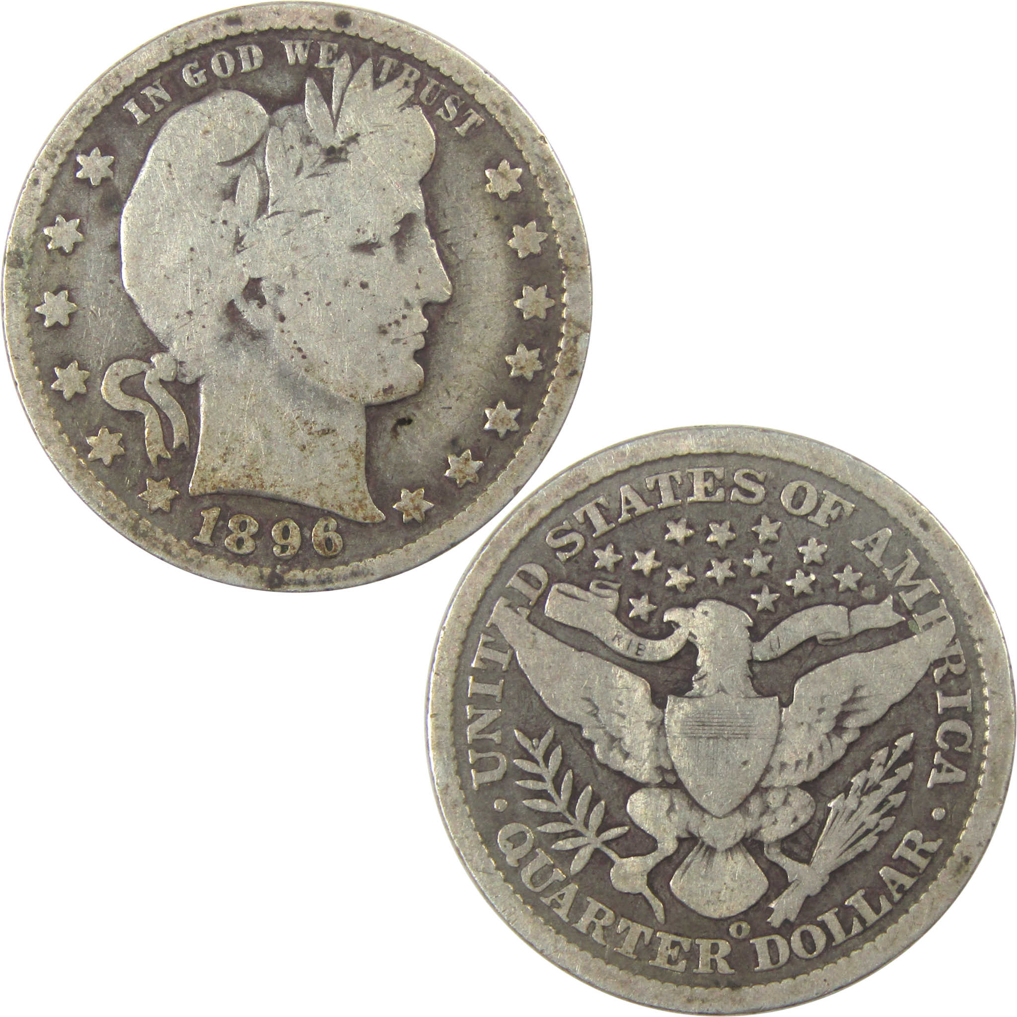 1896 O Barber Quarter G Good Details Silver 25c Coin SKU:I21854