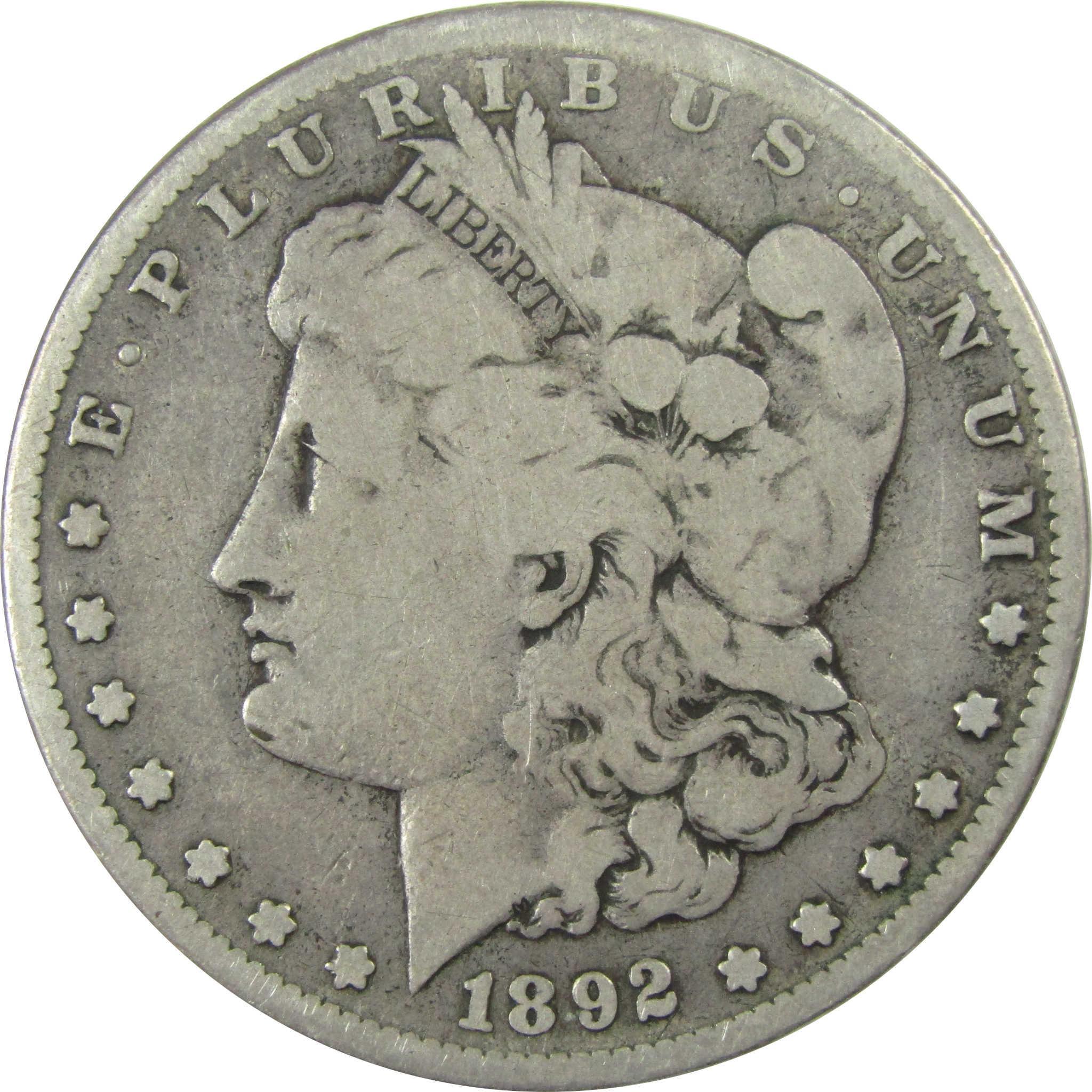 1892 S Morgan Silver Dollar VG Very Good $1 Coin SKU:I25926 - Morgan coin - Morgan silver dollar - Morgan silver dollar for sale - Profile Coins & Collectibles