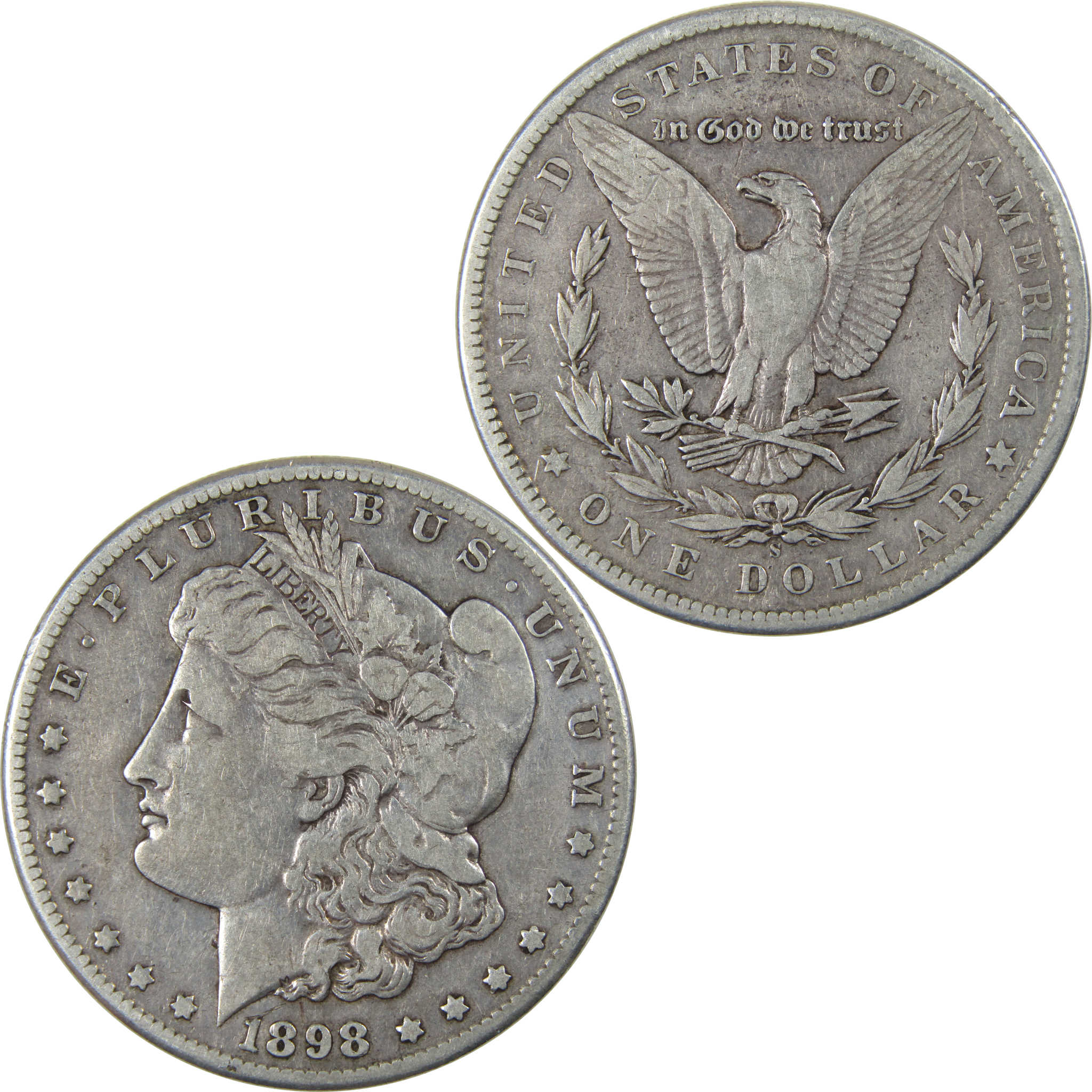 1898 S Morgan Dollar F Fine Silver $1 Coin Collectible SKU:I23450