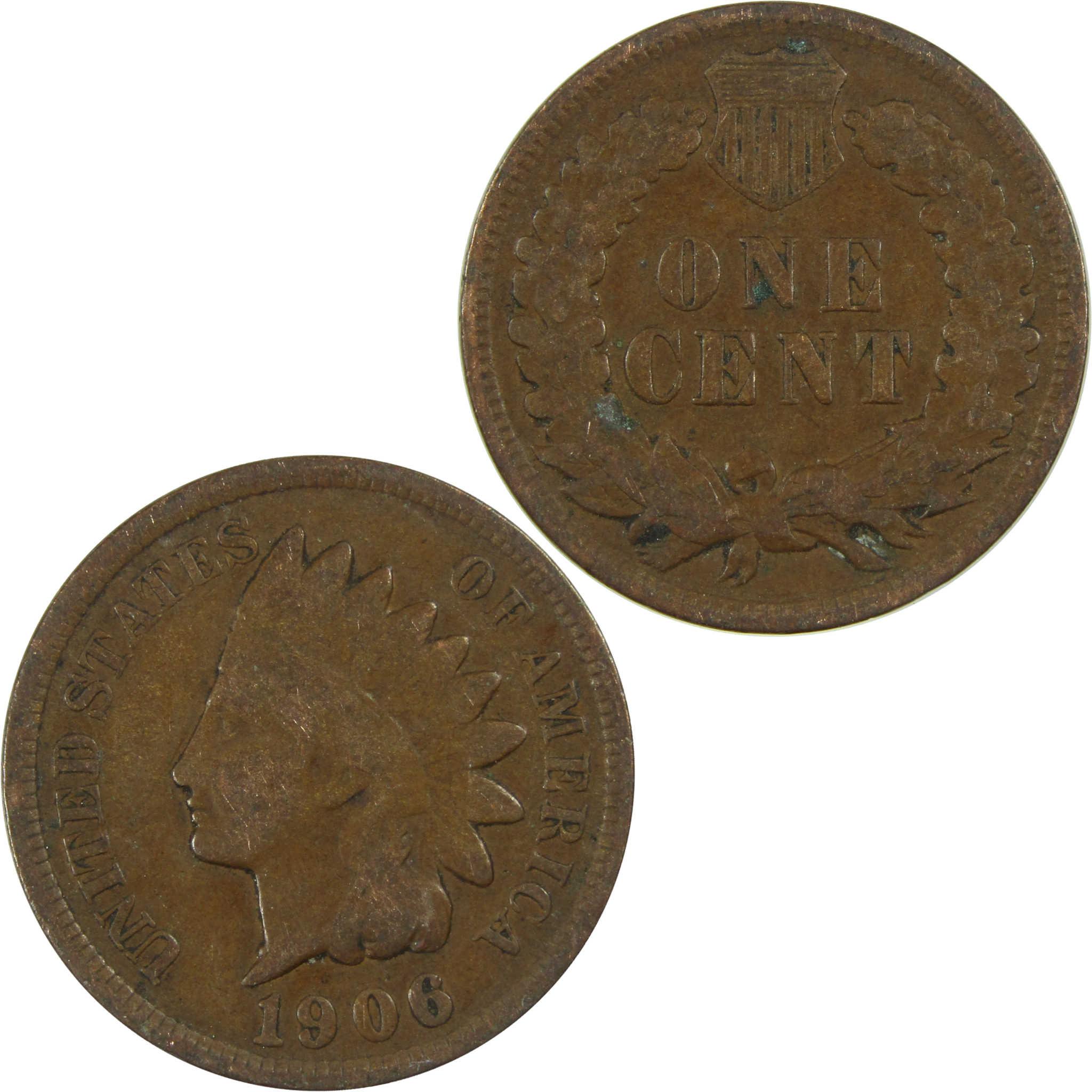 1906 Indian Head Cent G Good Penny 1c Coin SKU:I27018