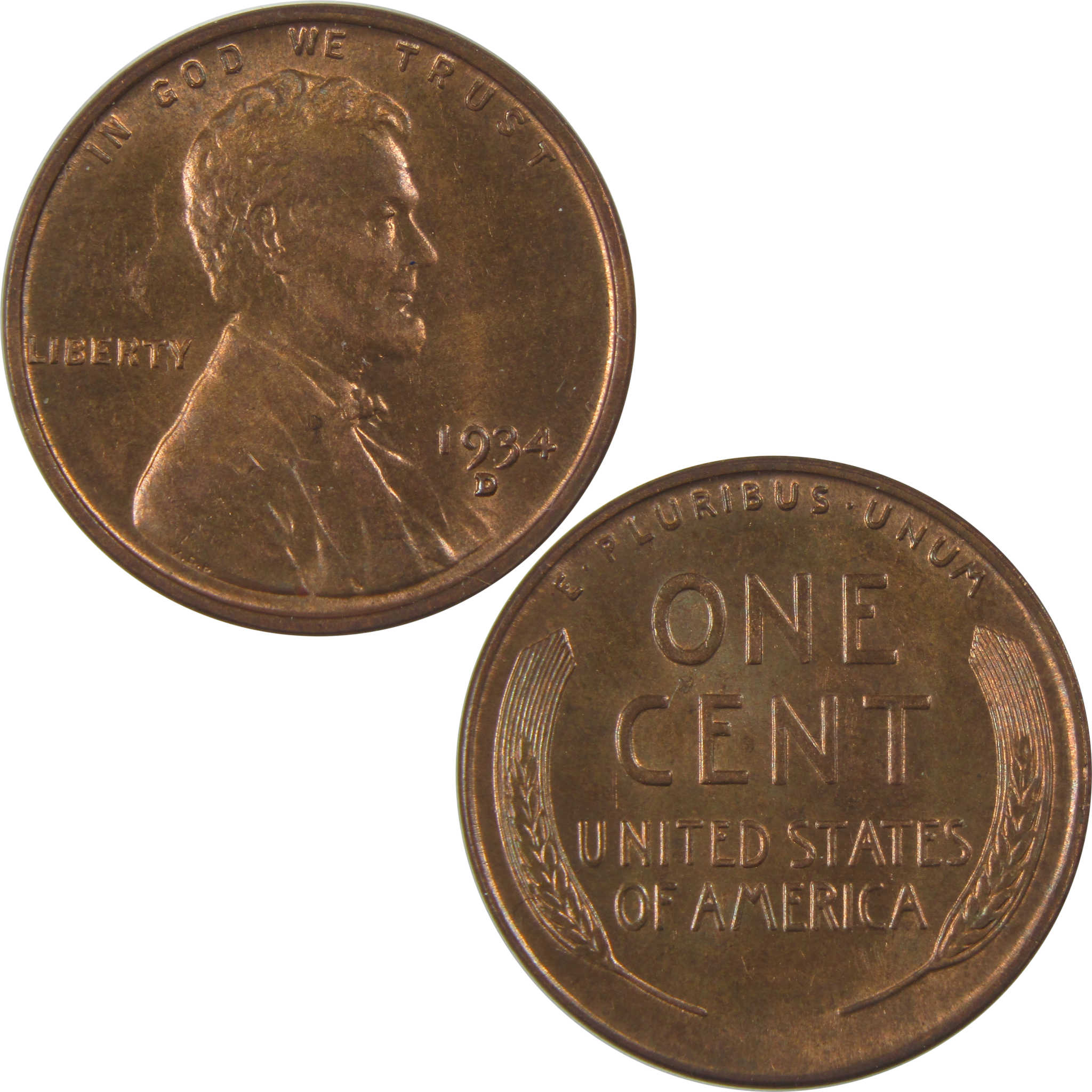 1934 D Lincoln Wheat Cent Uncirculated Mint State Penny SKU:I23757