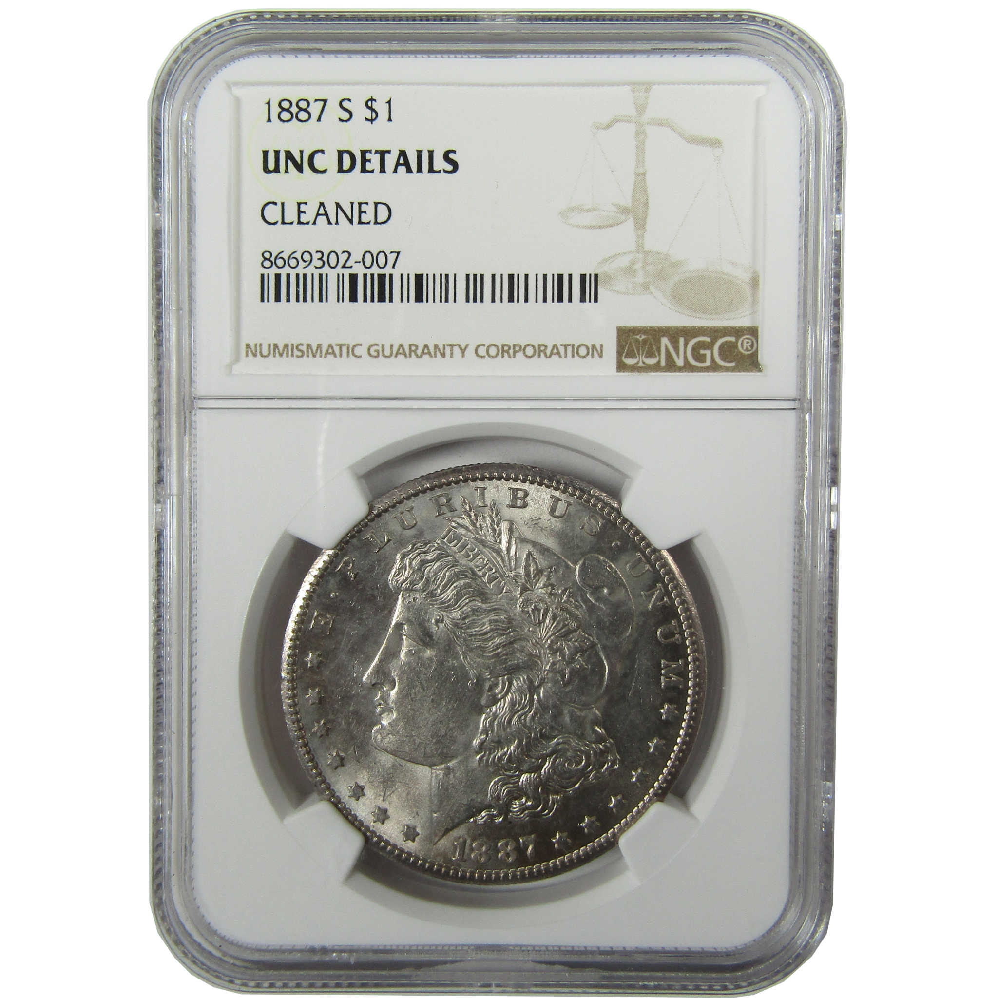 1887 S Morgan Silver Dollar Uncirculated Details NGC SKU:I27826 - Morgan coin - Morgan silver dollar - Morgan silver dollar for sale - Profile Coins & Collectibles