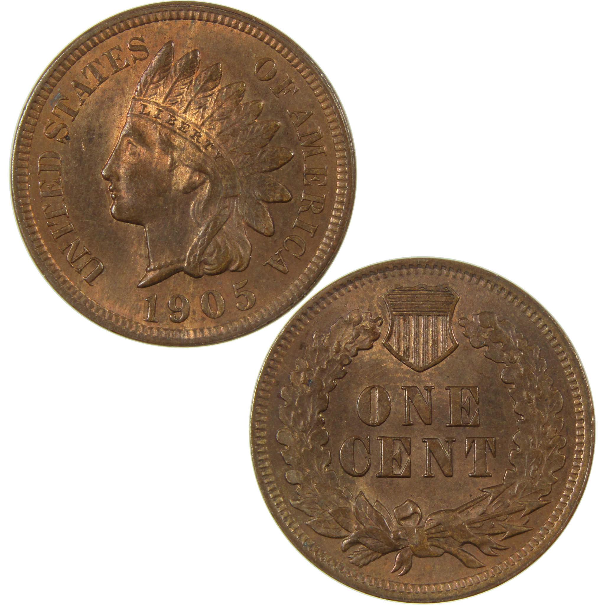 1905 Indian Head Cent BU Choice Uncirculated Mint State Red Brown
