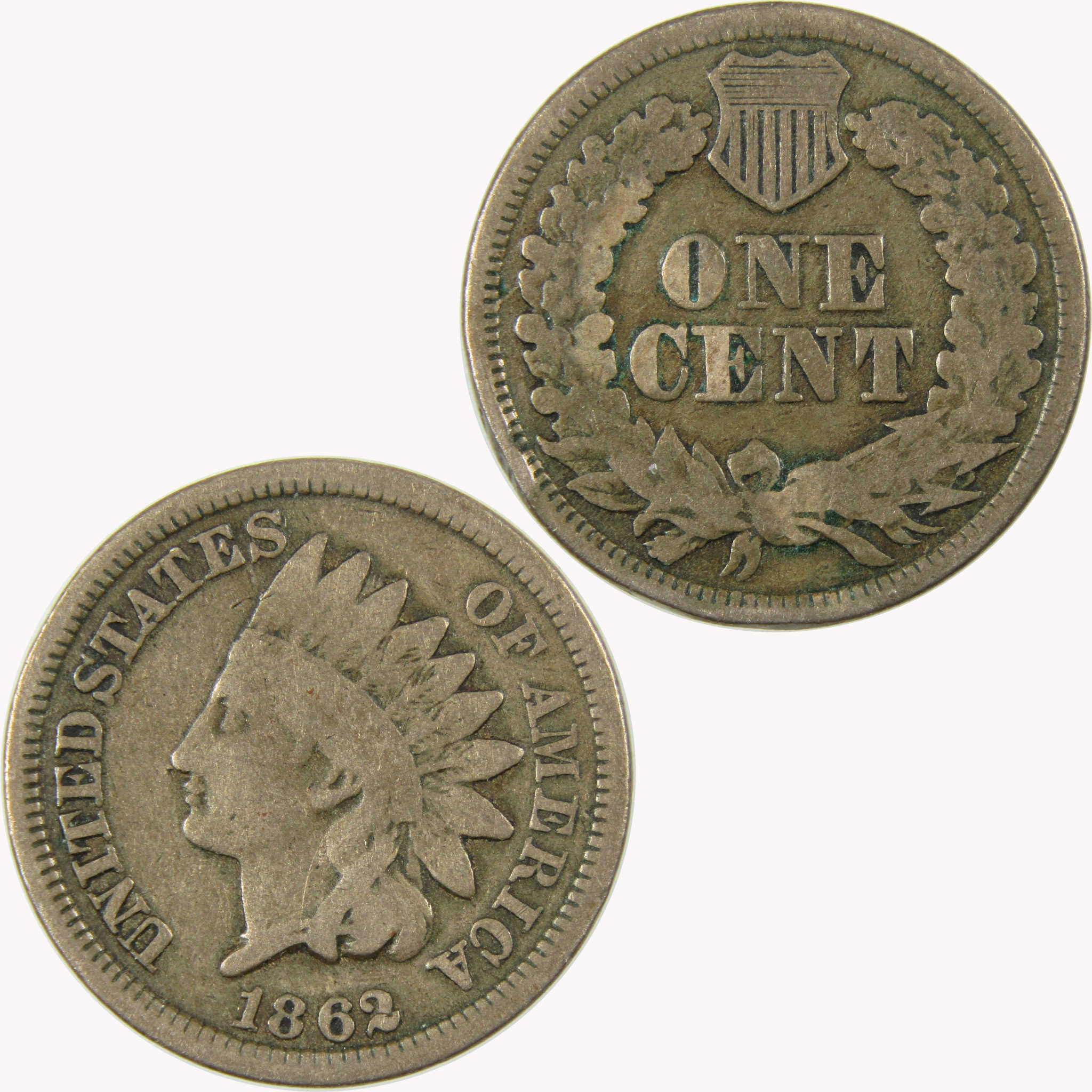 1862 Indian Head Cent G Good Penny 1c Coin SKU:CP1084