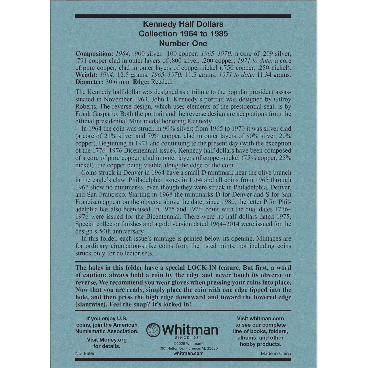 Whitman Kennedy Half Dollar Coin Folder Collection #1 1964-1985