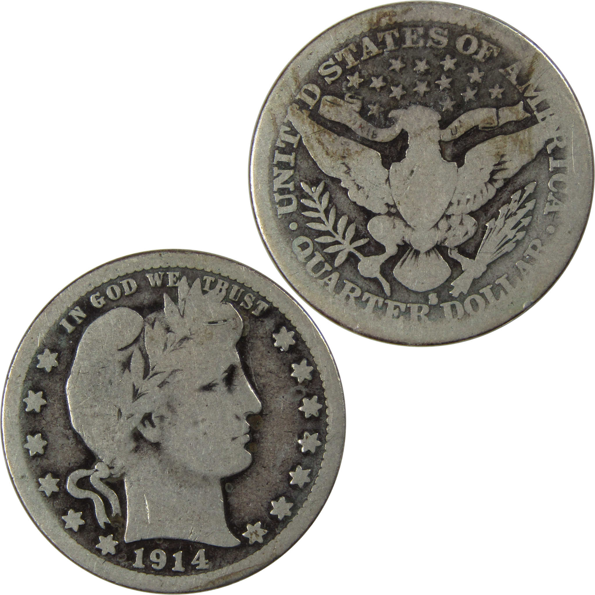 1914 S Barber Quarter AG About Good Silver 25c Coin SKU:I23458