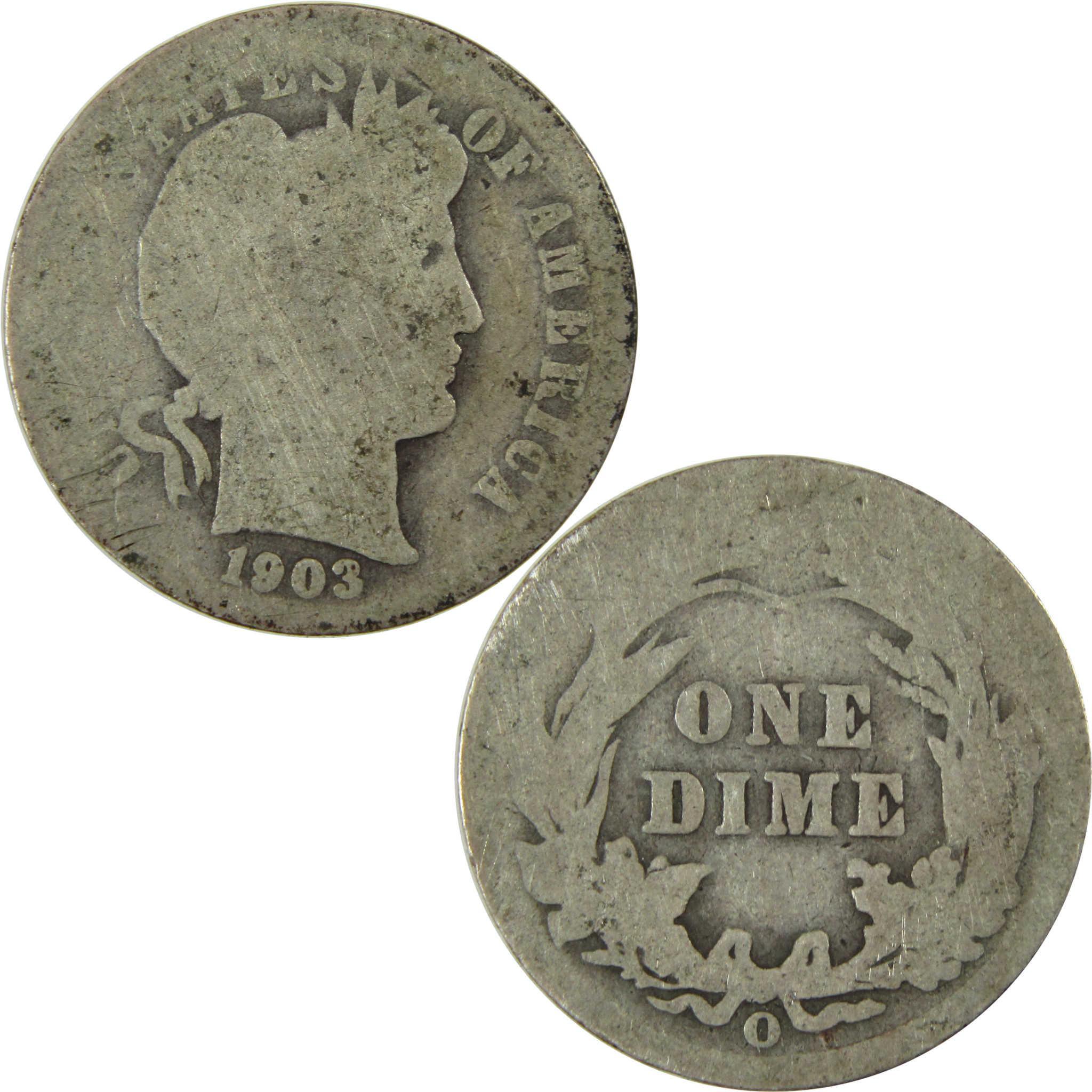 1903 O Barber Silver Dime AG About Good 10c Coin Collectible SKU:CP724