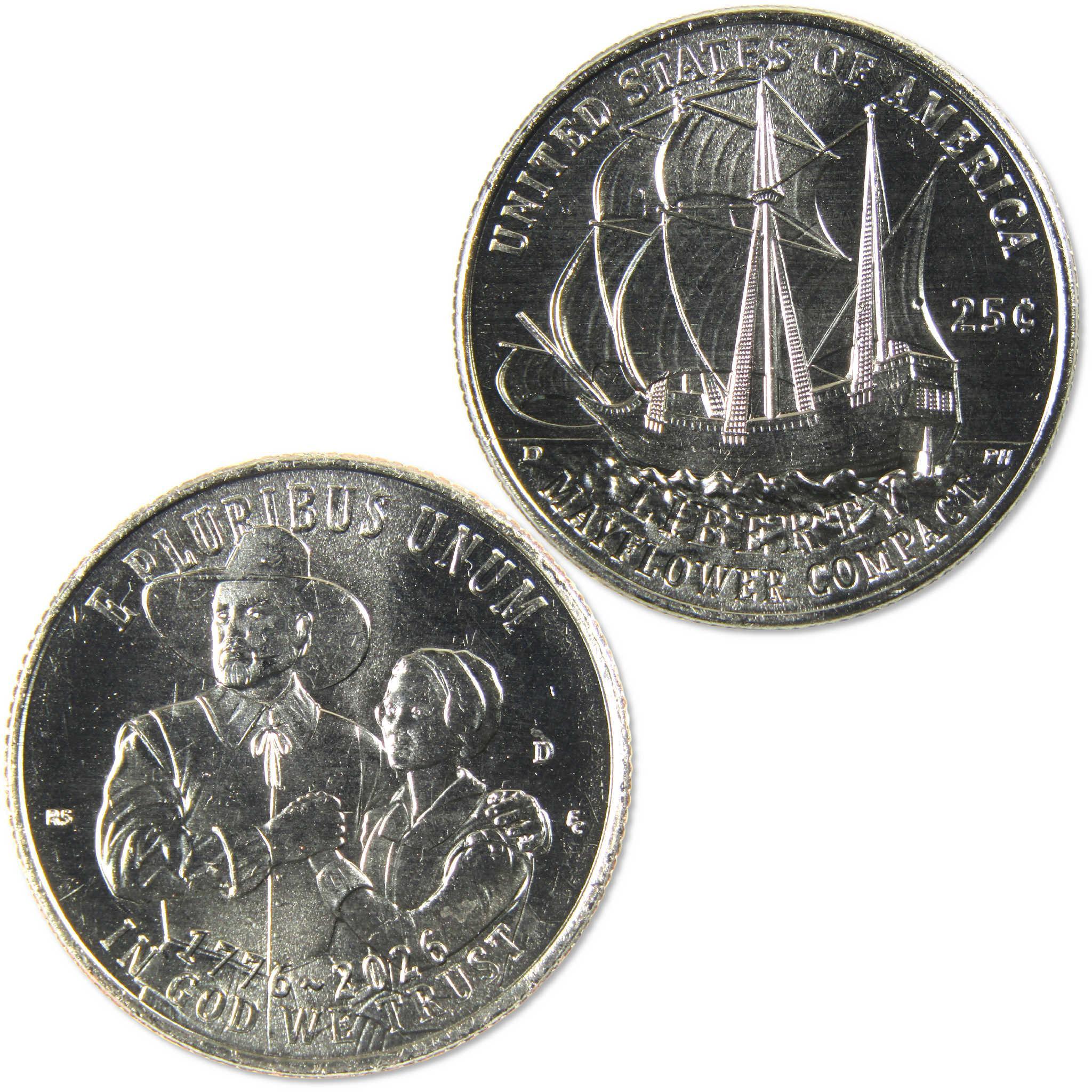 2026 D Mayflower Compact Semiquincentennial Clad Quarter Uncirculated