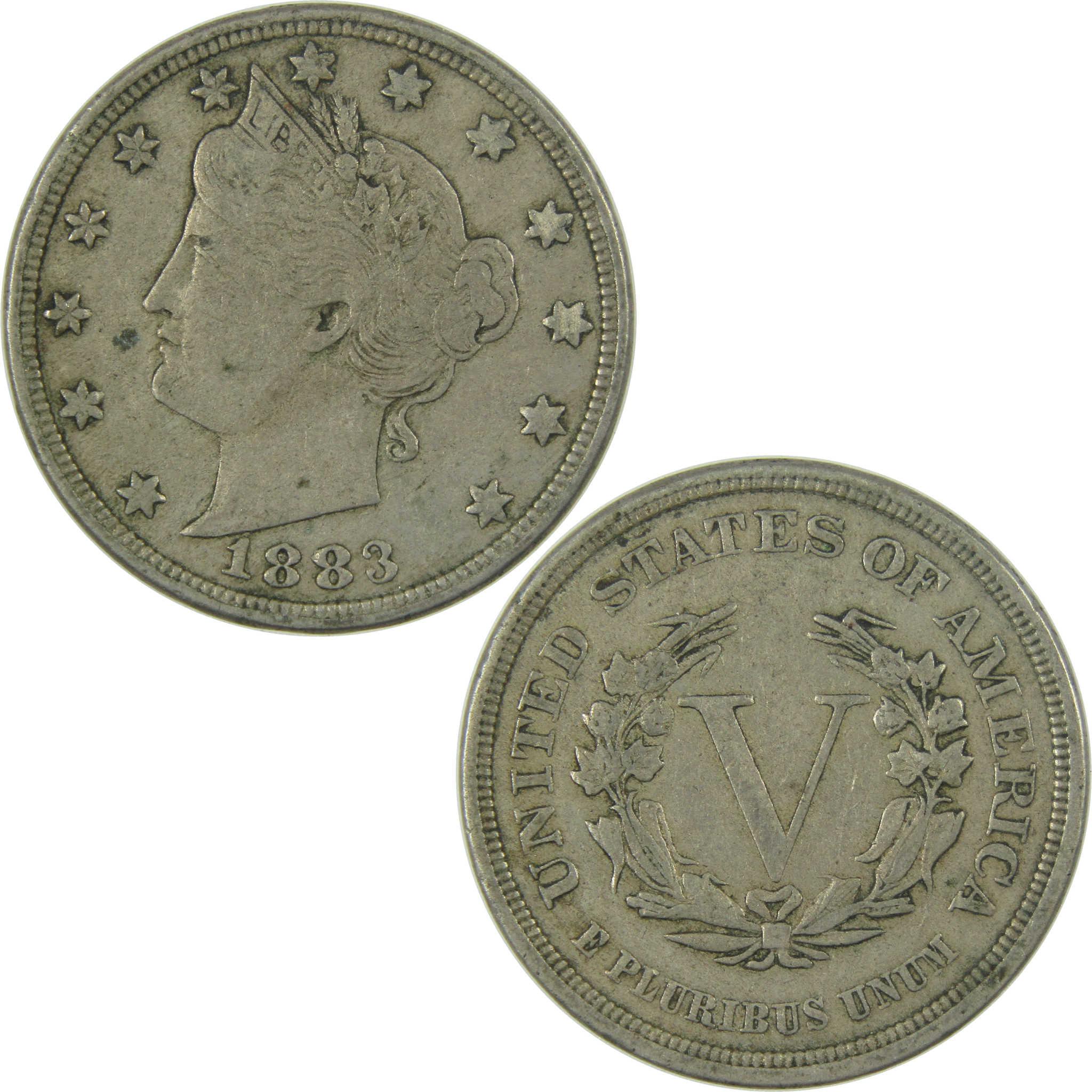 1883 No Cents Liberty Head V Nickel VF Very Fine 5c Coin SKU:I27239