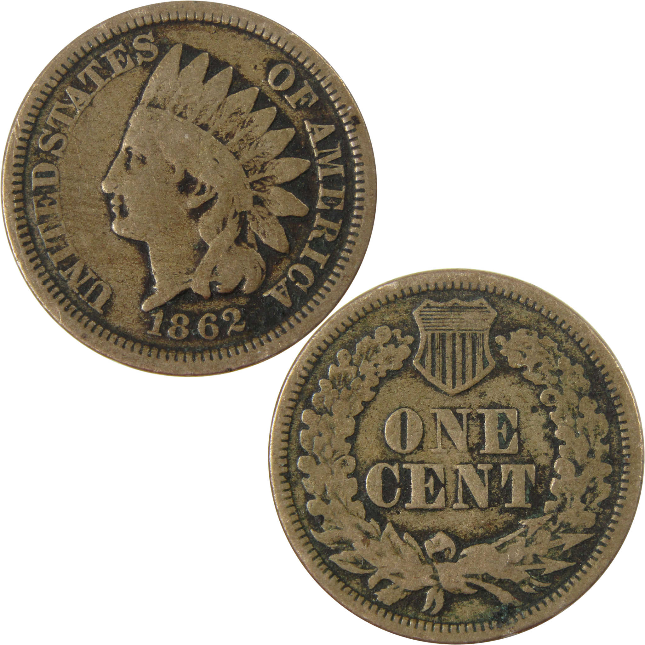 1862 Indian Head Cent VG Very Good Details Penny 1c Coin SKU:CP1240