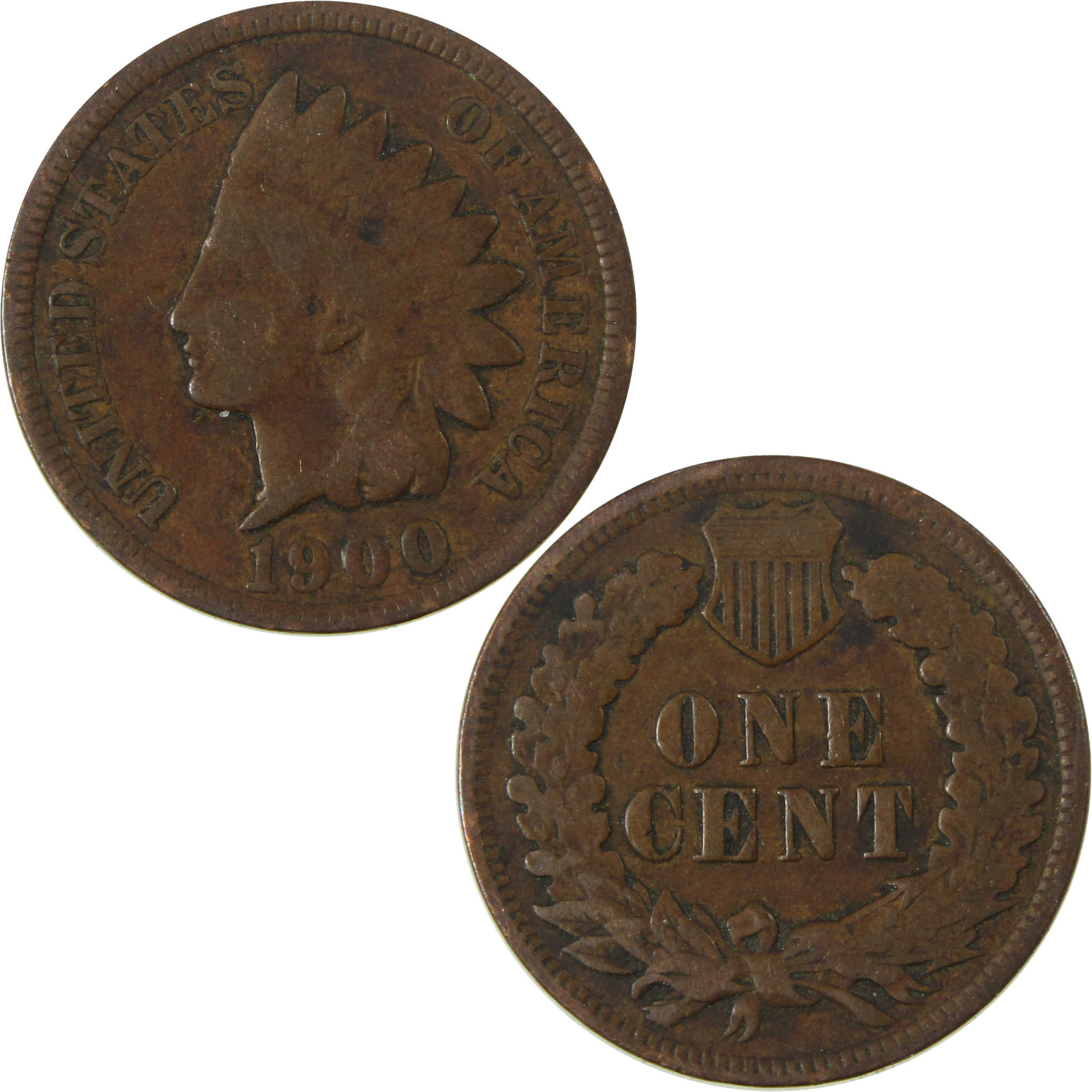 1900 Indian Head Cent F Fine Penny 1c Coin SKU:I26990