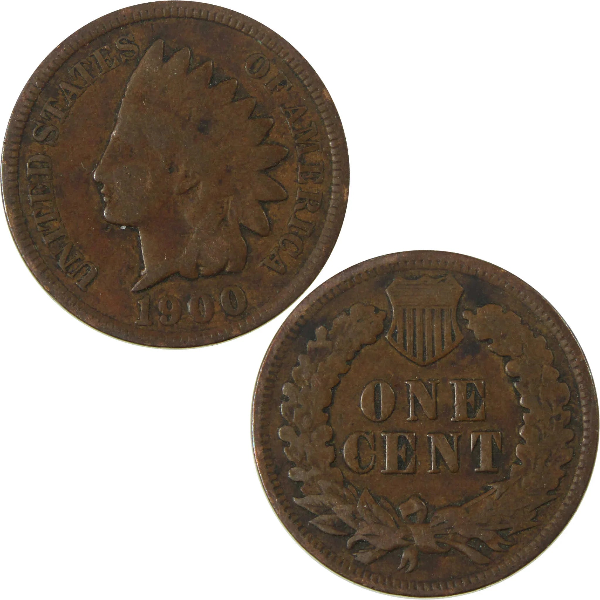 1900 Indian Head Cent F Fine Penny 1c Coin SKU:I26990