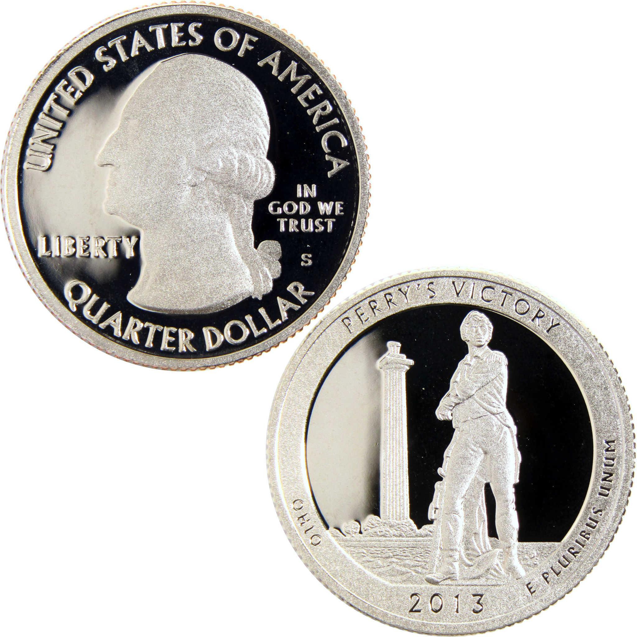 2013 Perry’s Victory Ohio quarter dollar collectible coin, obverse and reverse sides