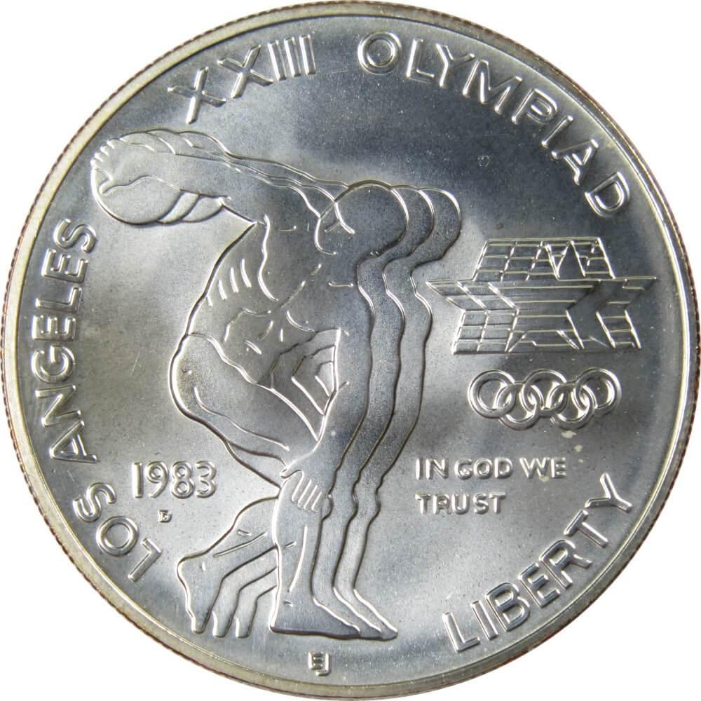 1983 D LA Olympiad Discus Thrower Commemorative Silver $1 Uncirculated