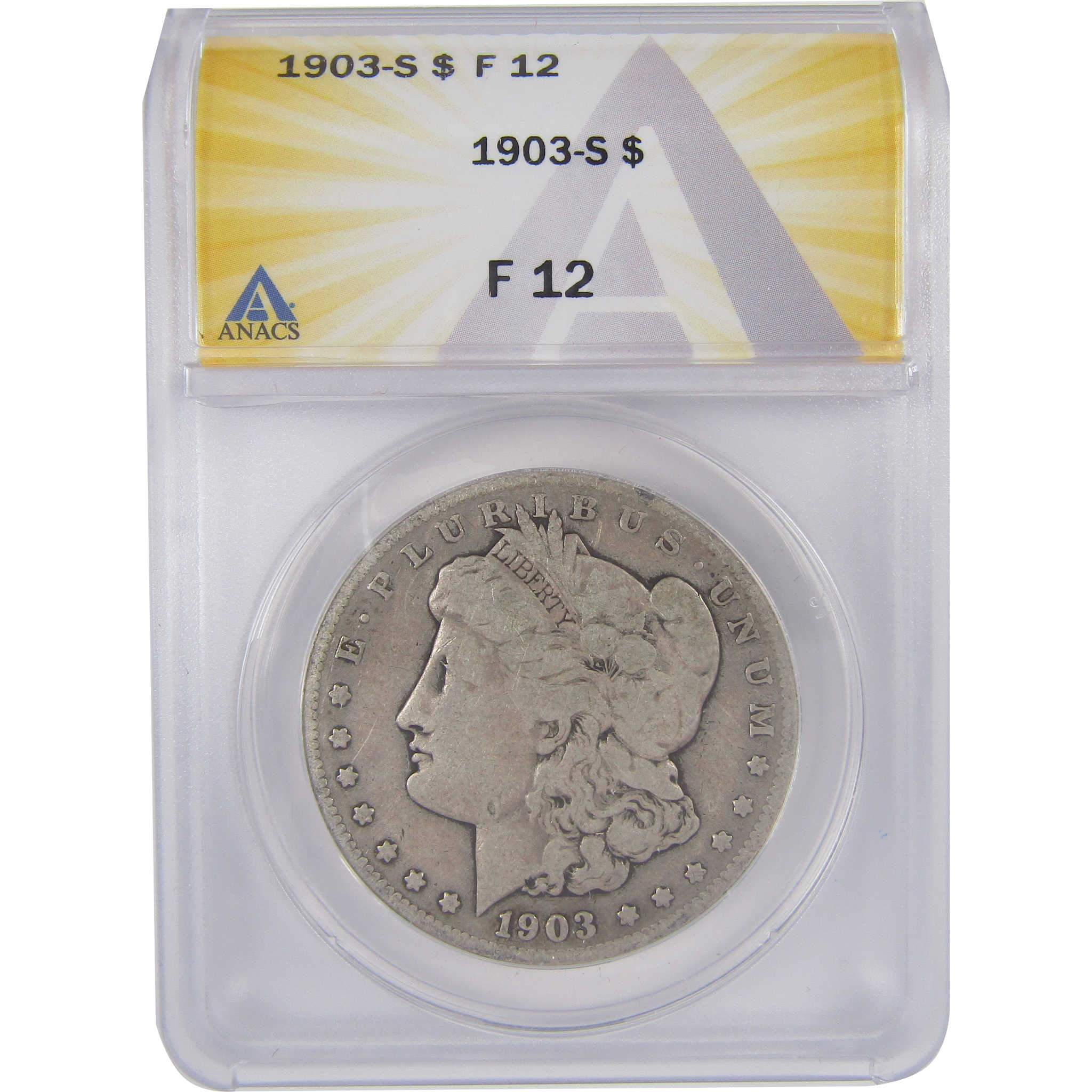 1903 S Morgan Dollar F 12 ANACS Silver $1 Coin SKU:I17827 - Morgan coin - Morgan silver dollar - Morgan silver dollar for sale - Profile Coins & Collectibles