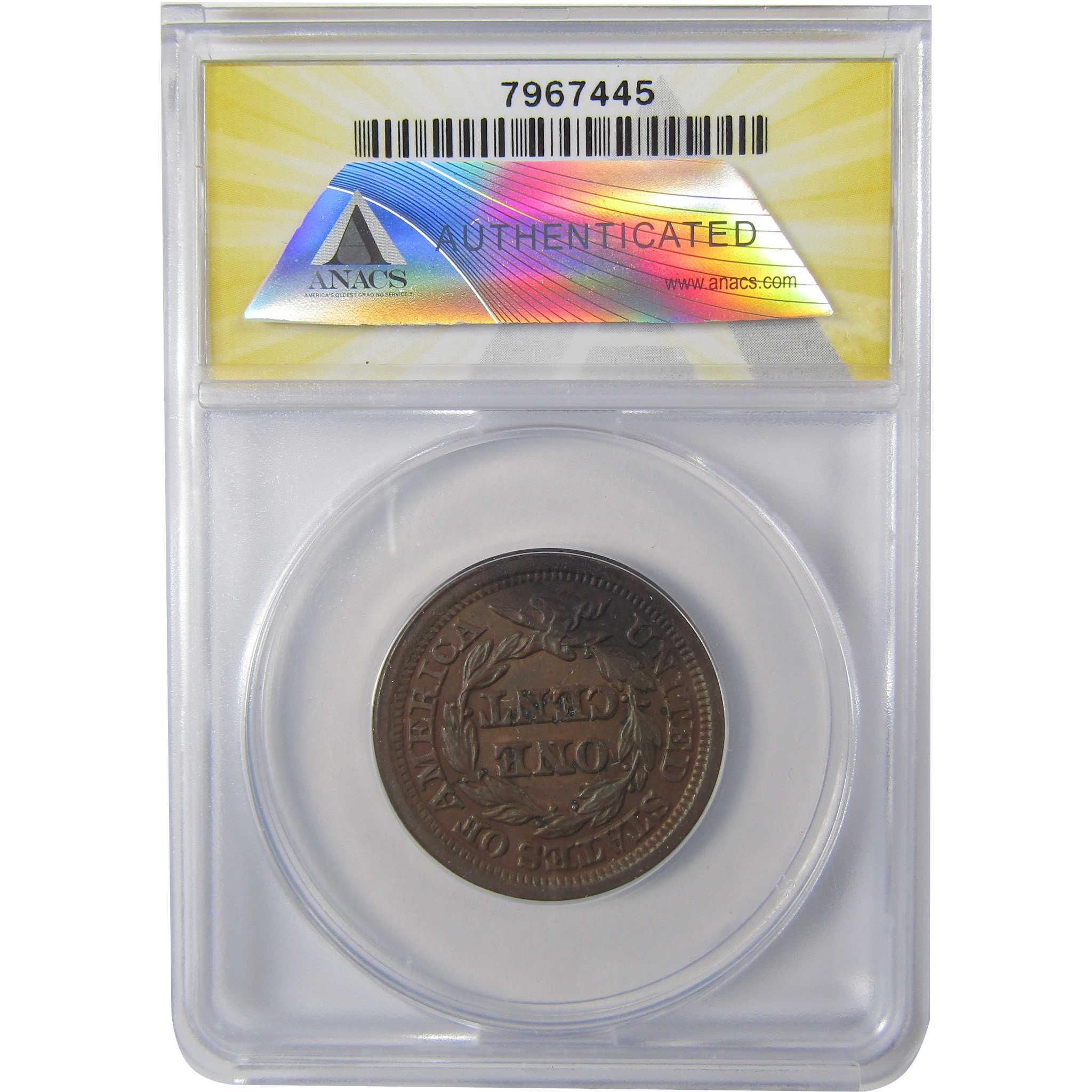 1851 Braided Hair Copper Large Cent AU 55 Details ANACS SKU:I25436