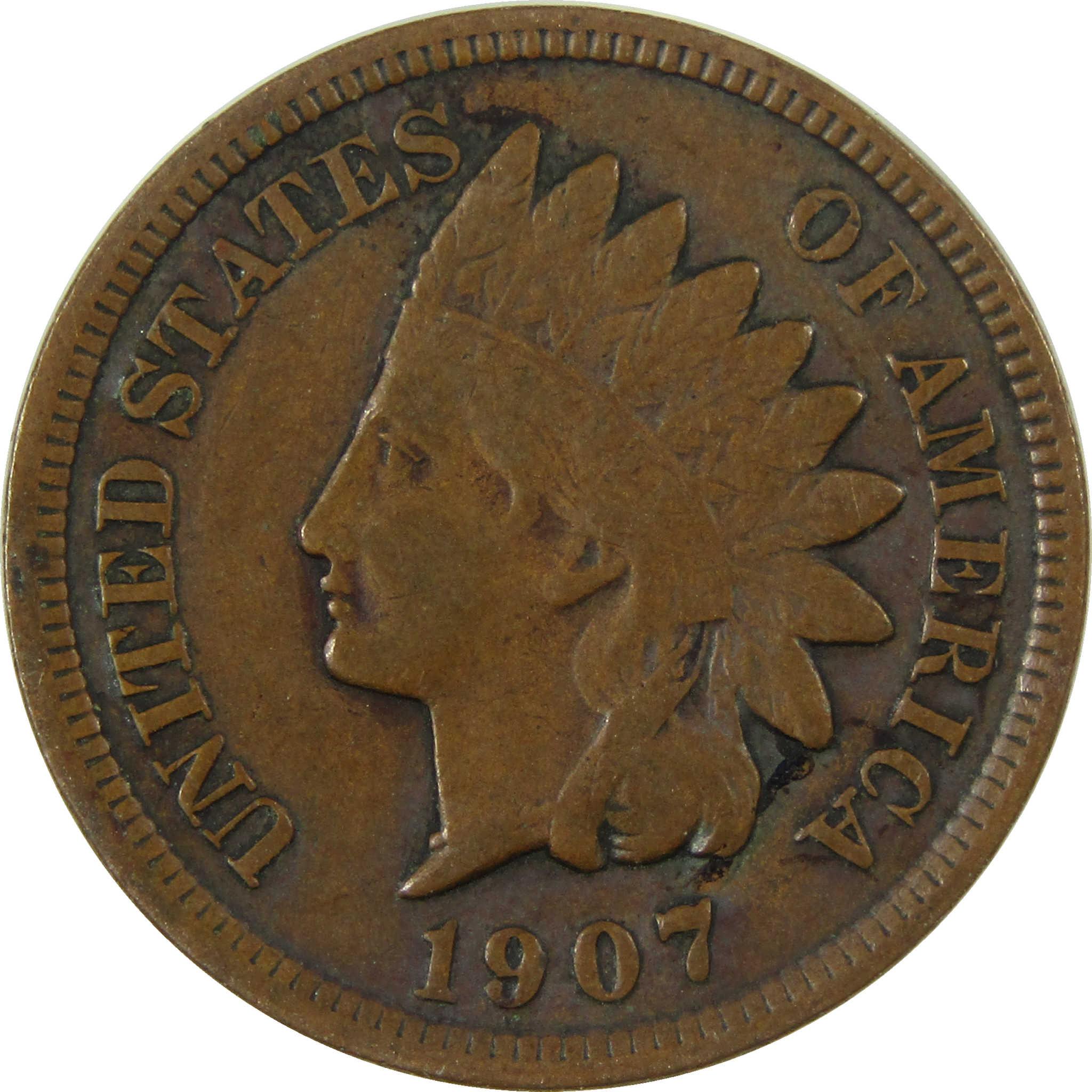 1907 Indian Head Cent XF EF Extremely Fine Penny 1c Coin SKU:I26952