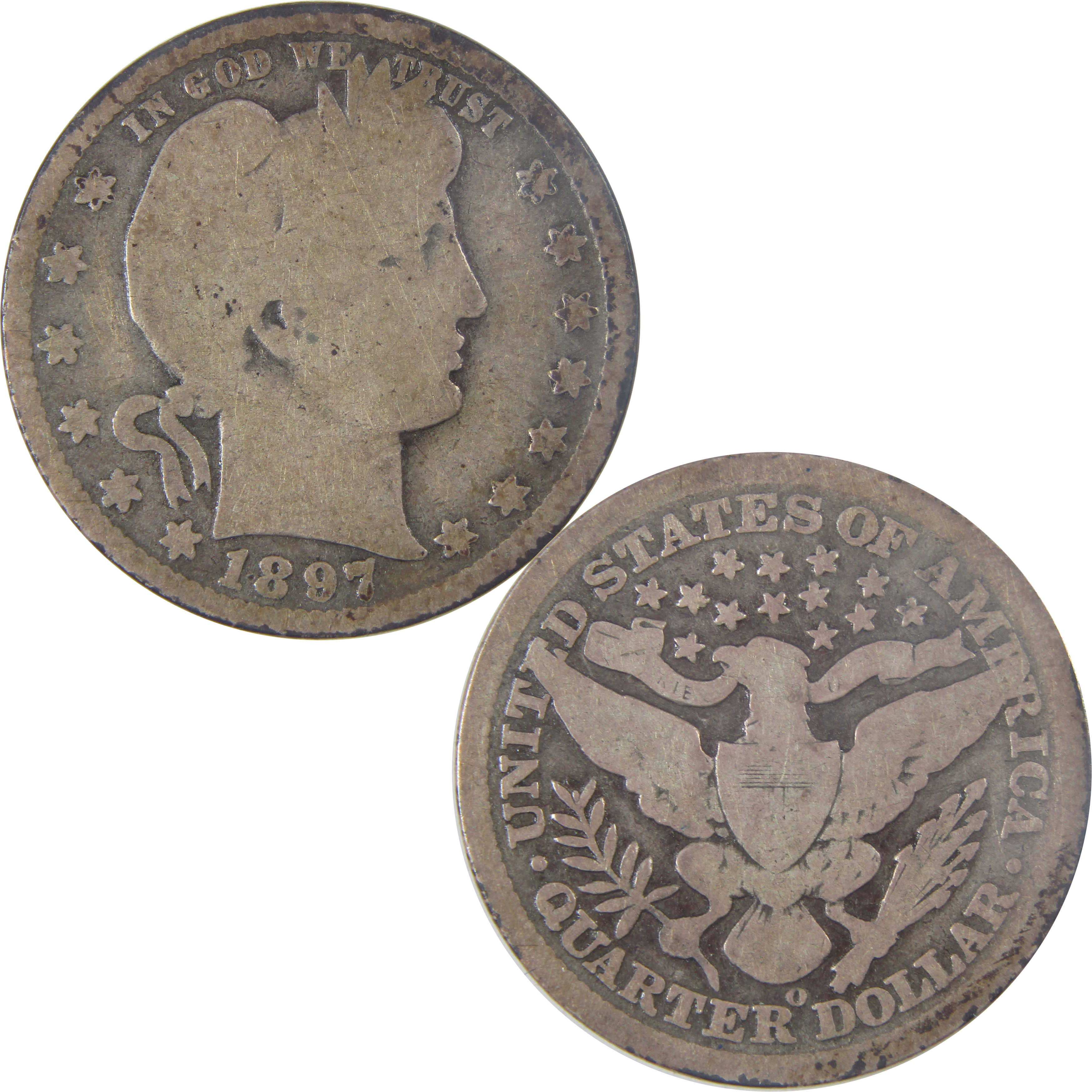 1897 O Barber Quarter G Good Silver 25c Coin SKU:I17057