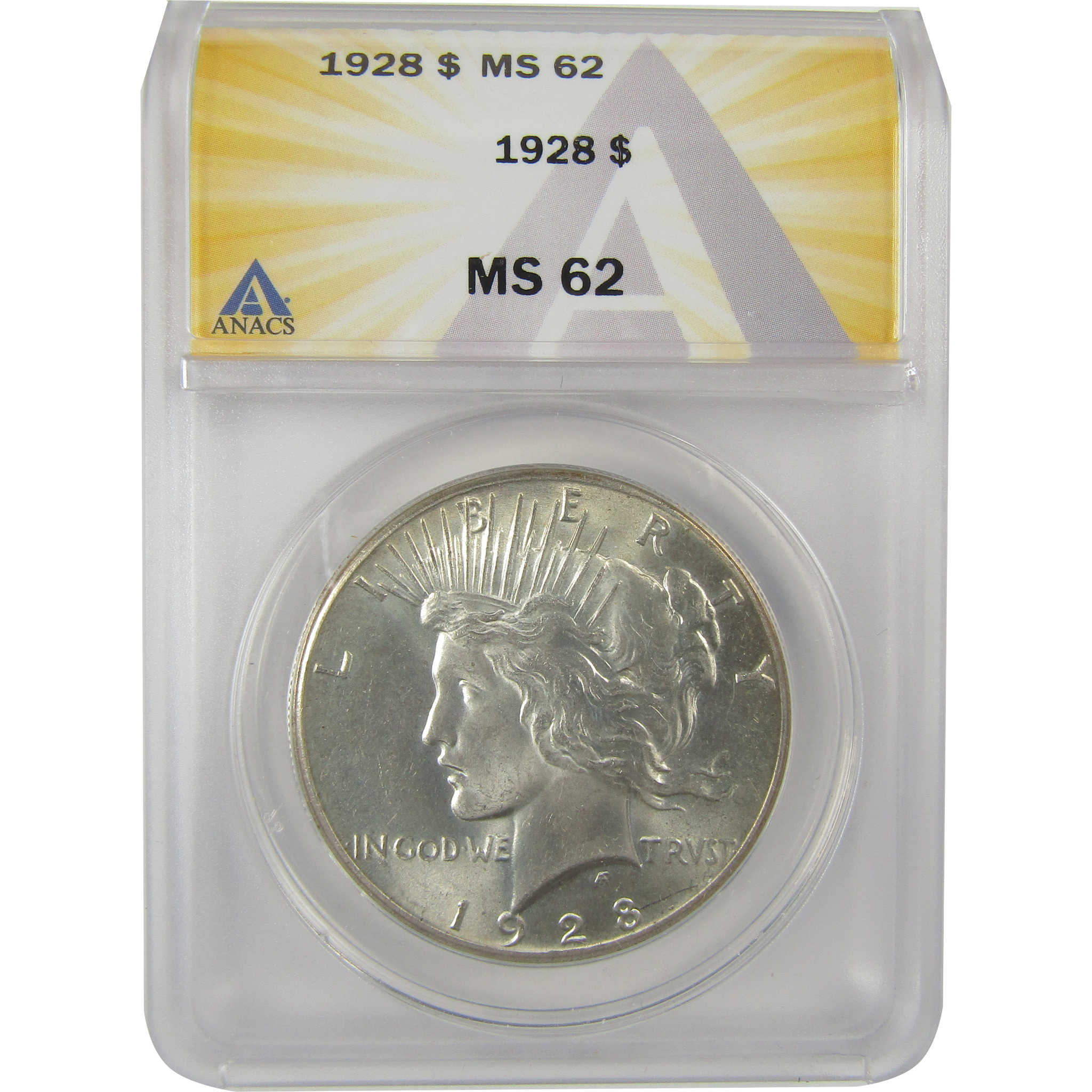 1928 Peace Dollar MS 62 ANACS Silver Uncirculated $1 Coin SKU:I20765
