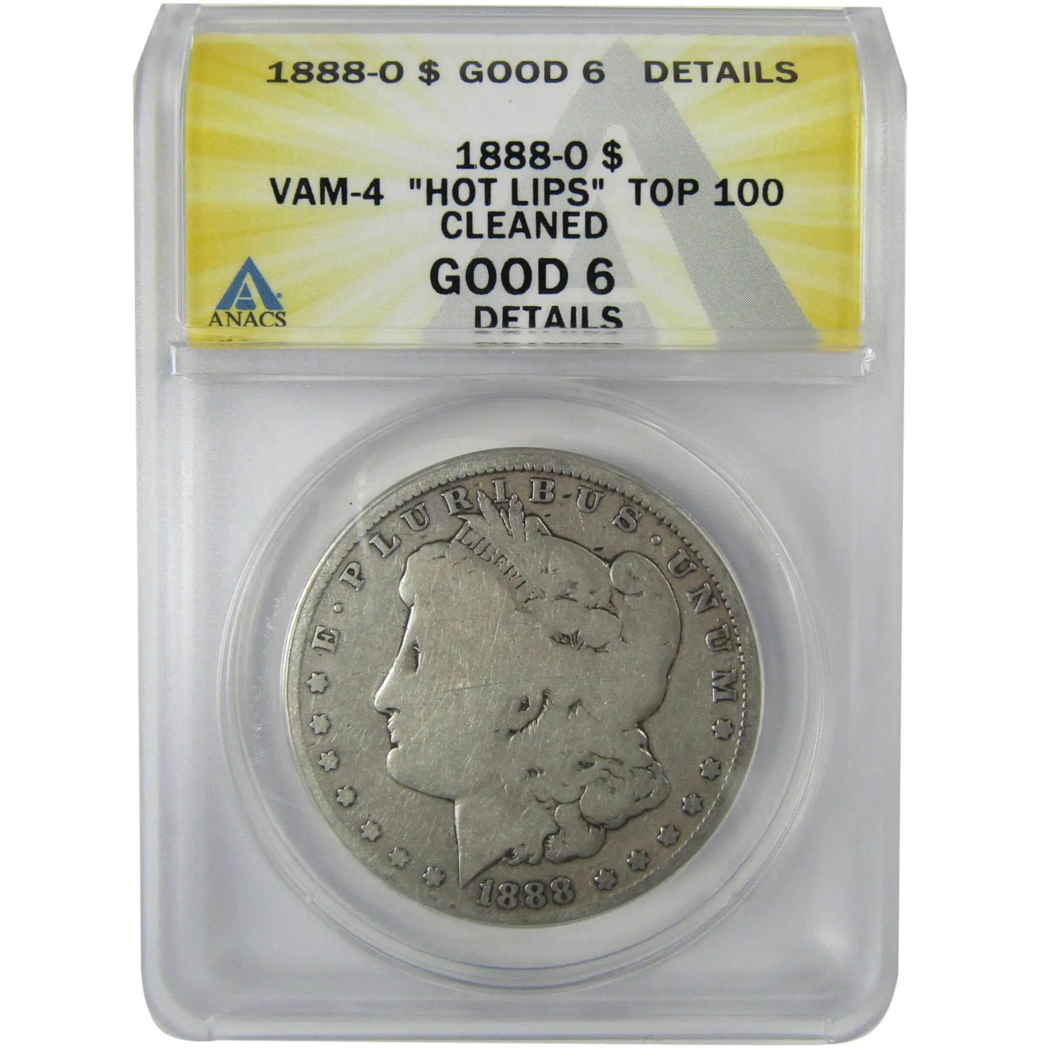 1888 O VAM-4 Hot Lips Morgan Silver Dollar G 6 Details ANACS SKU:CP831 - Morgan coin - Morgan silver dollar - Morgan silver dollar for sale - Profile Coins & Collectibles