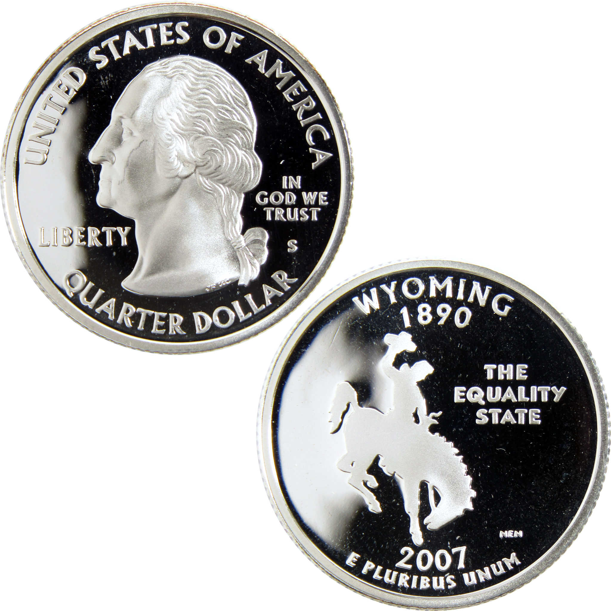 2007 S Wyoming State Quarter Silver Proof 25c Coin