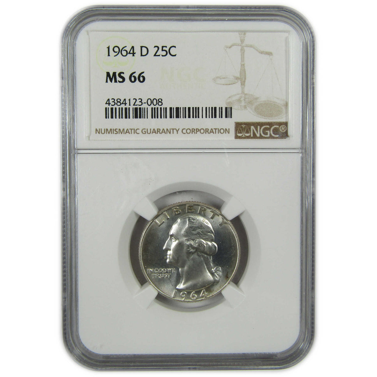 1964 D Washington Silver Quarter MS 66 NGC 25c Coin SKU:I28790