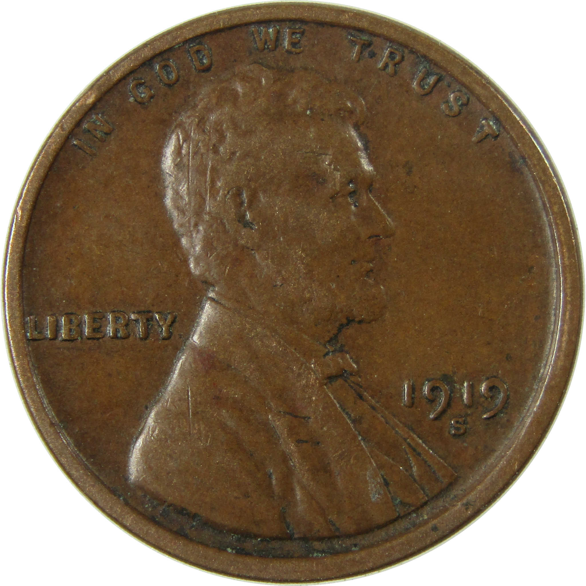 1919 S Lincoln Wheat Cent VF Very Fine Penny 1c Coin SKU:I26840