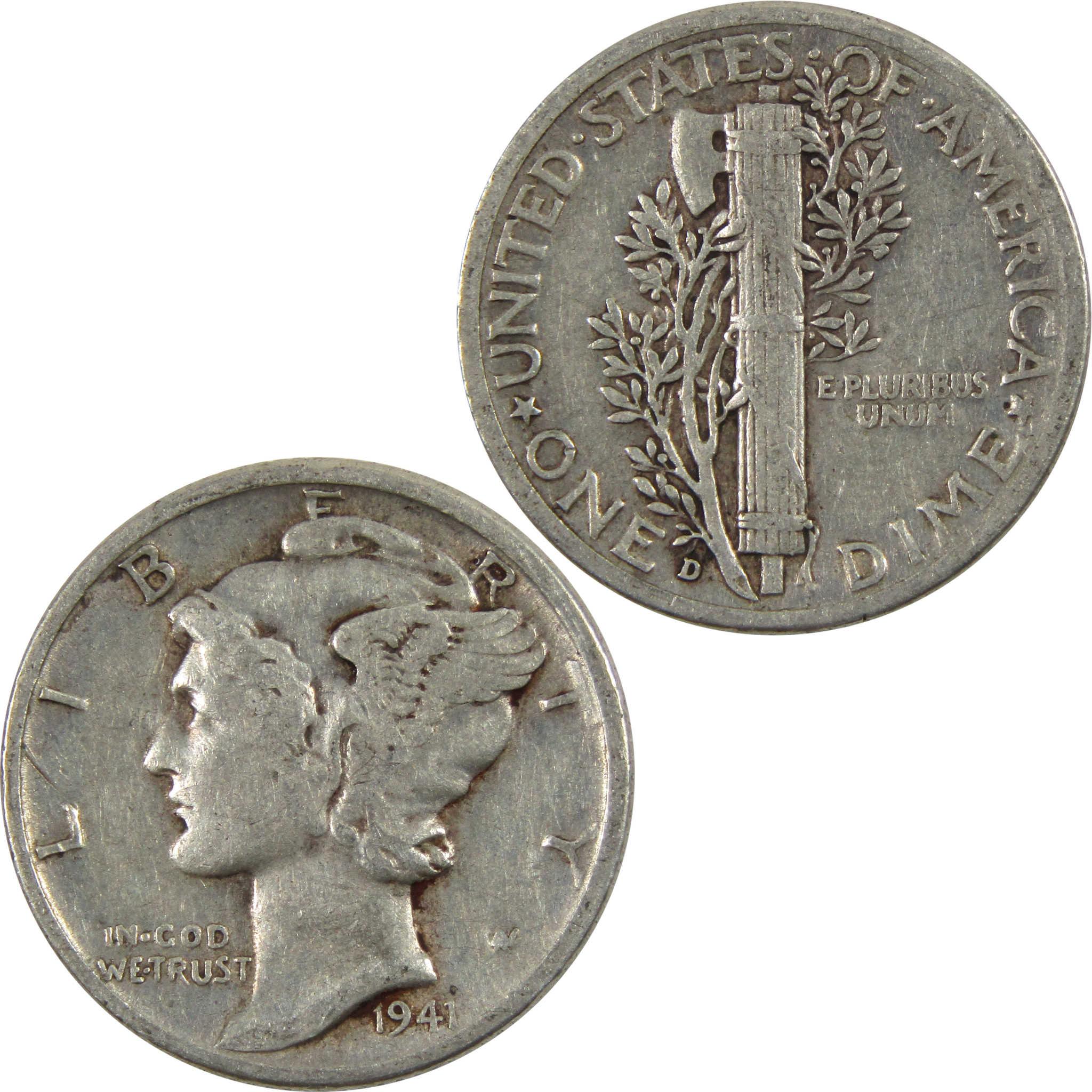 1941 D Mercury Dime AG About Good 90% Silver 10c Coin
