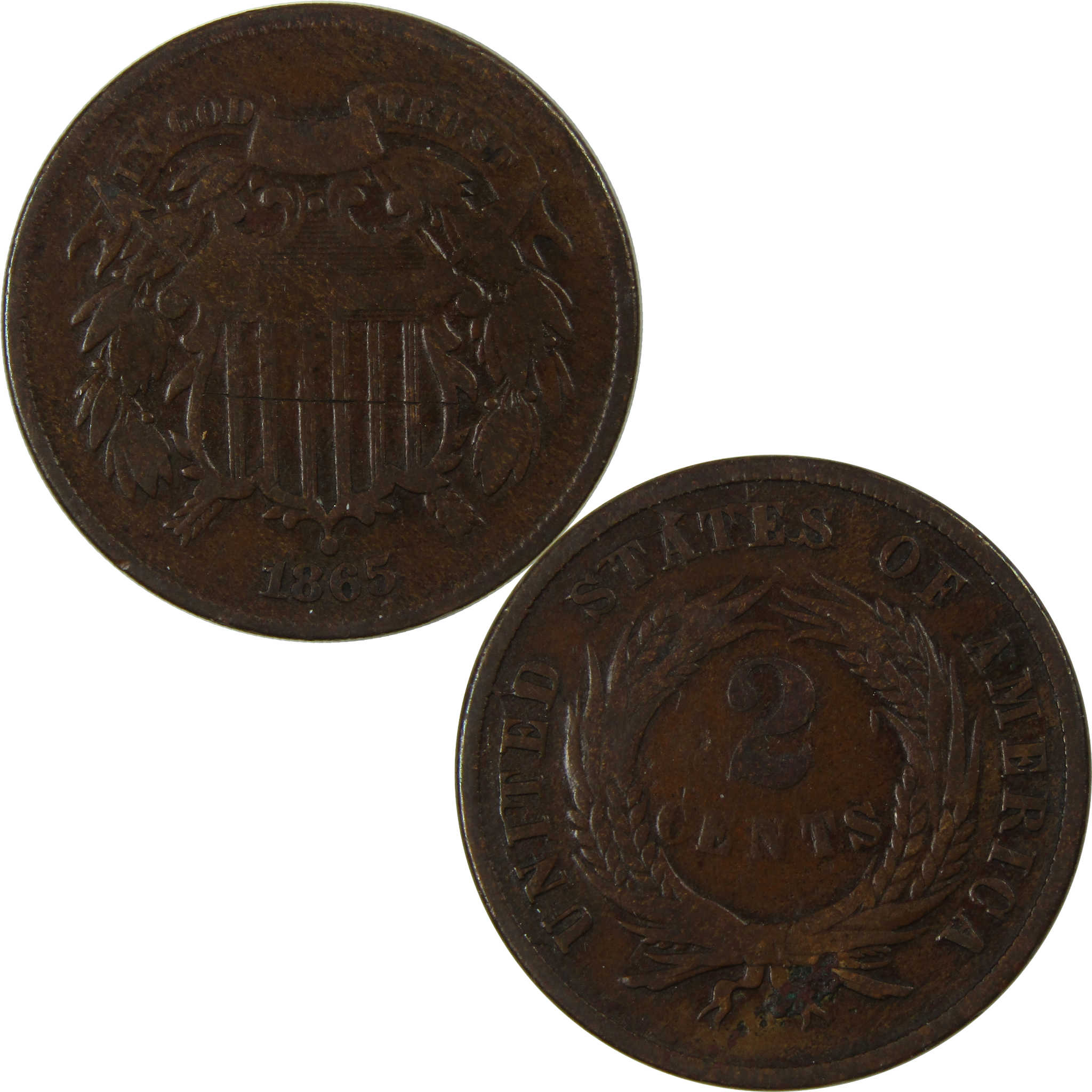 1865 Two Cent Piece VG Very Good 2c Coin SKU:I23914