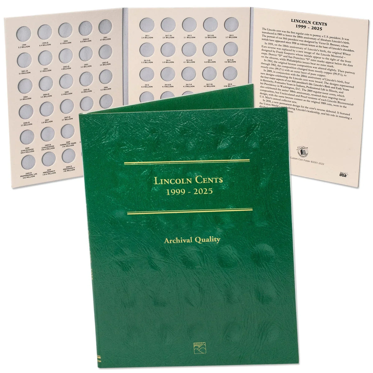 1999-2025 Lincoln Cent Folder with Anniversary Spaces Littleton Coin