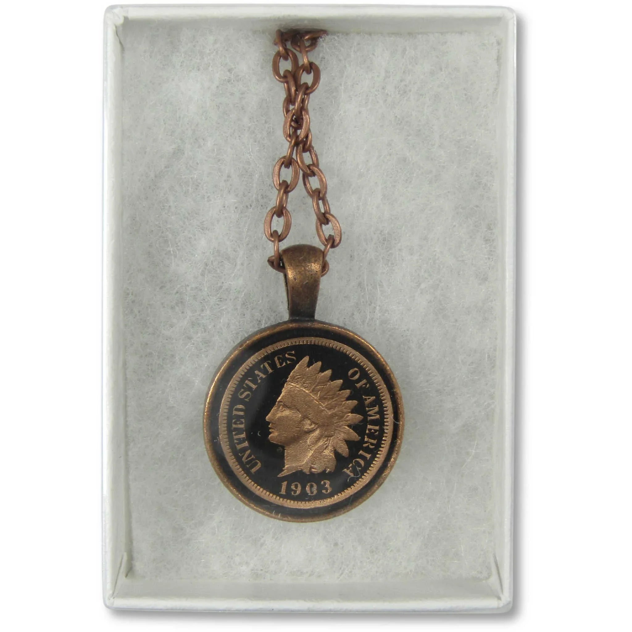 Enamel Indian Head Cent Necklace with Chain