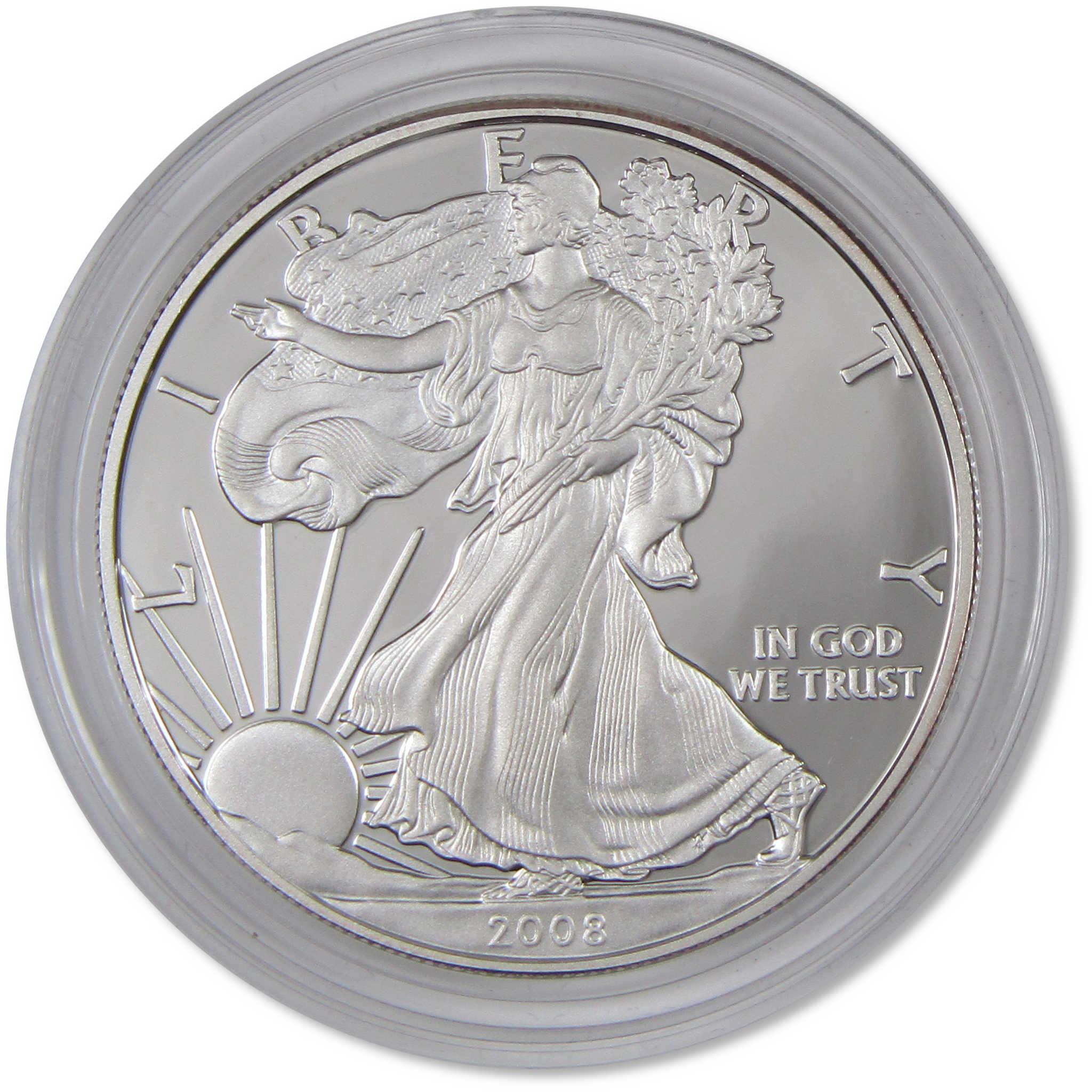 2008 W American Silver Eagle Choice Proof Bullion $1 Coin OGP COA