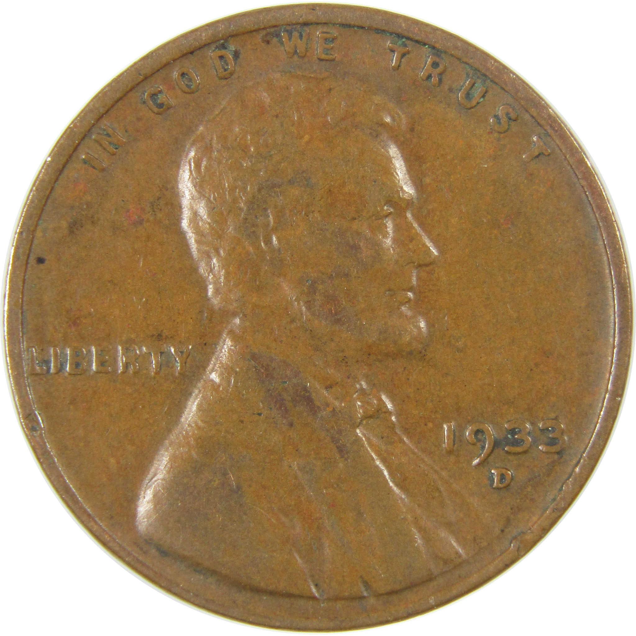 1933 D Lincoln Wheat Cent VF Very Fine Penny 1c Coin SKU:I27285