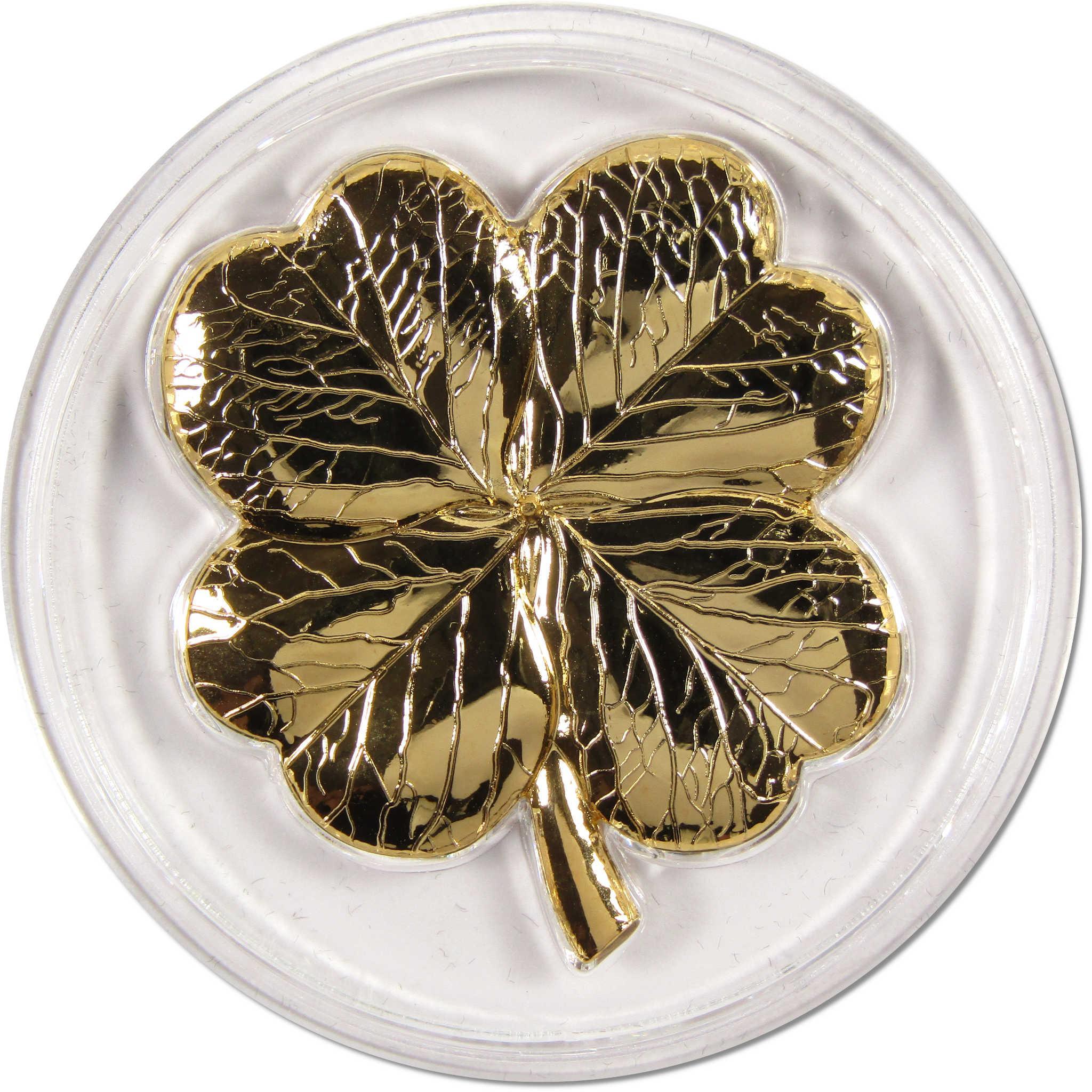 Four-Leaf Clover Uncirculated 24K Gold-Plated 50c Coin 2022 Fiji COA