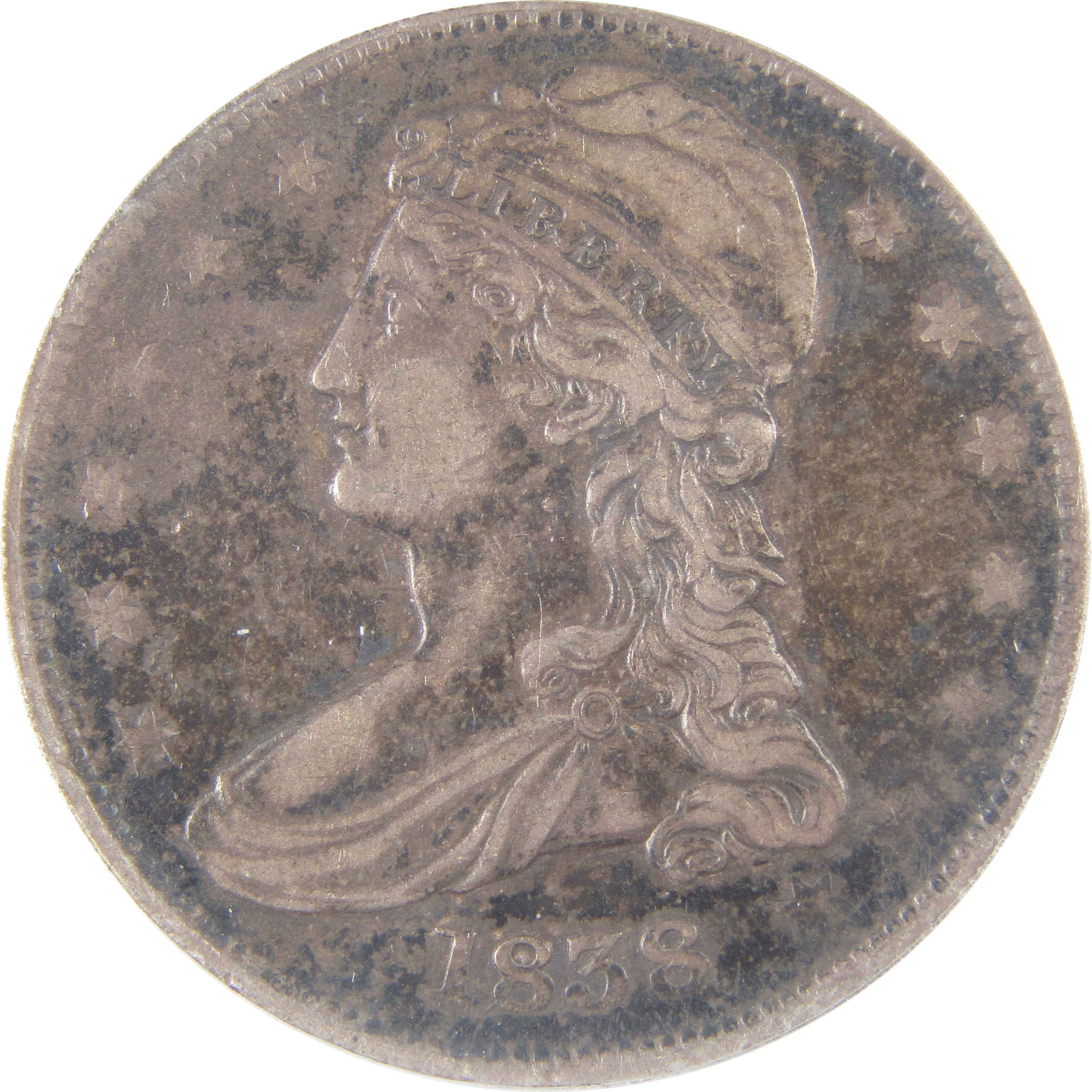 1838 Capped Bust Half Dollar EF 40 ANACS Silver 50c Coin SKU:I17460