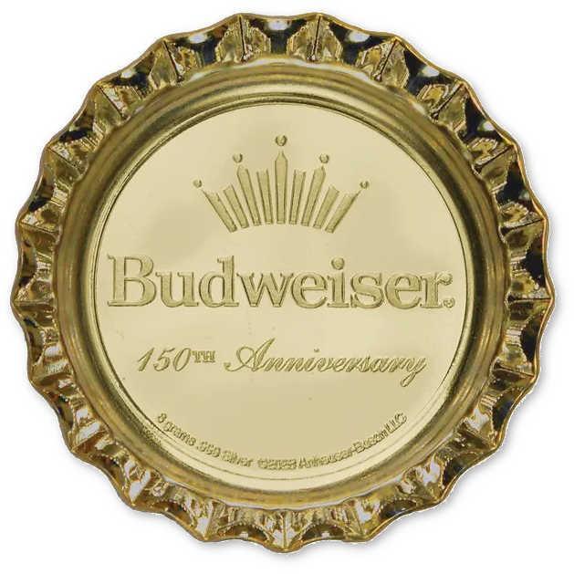 Budweiser 150th Anniversary Gold-Plated Silver Bottle Cap Collectible