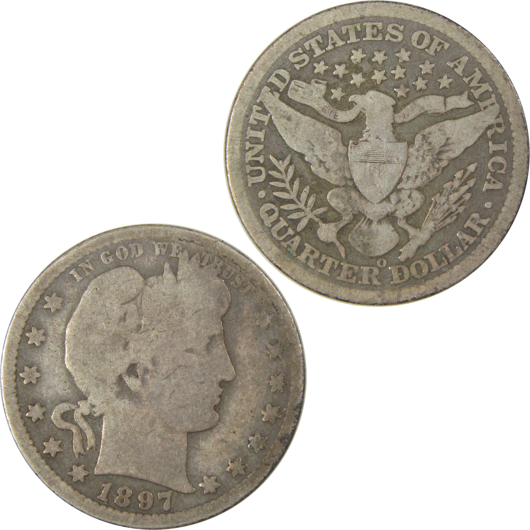 1897 O Barber Quarter G Good Silver 25c Coin SKU:I19289
