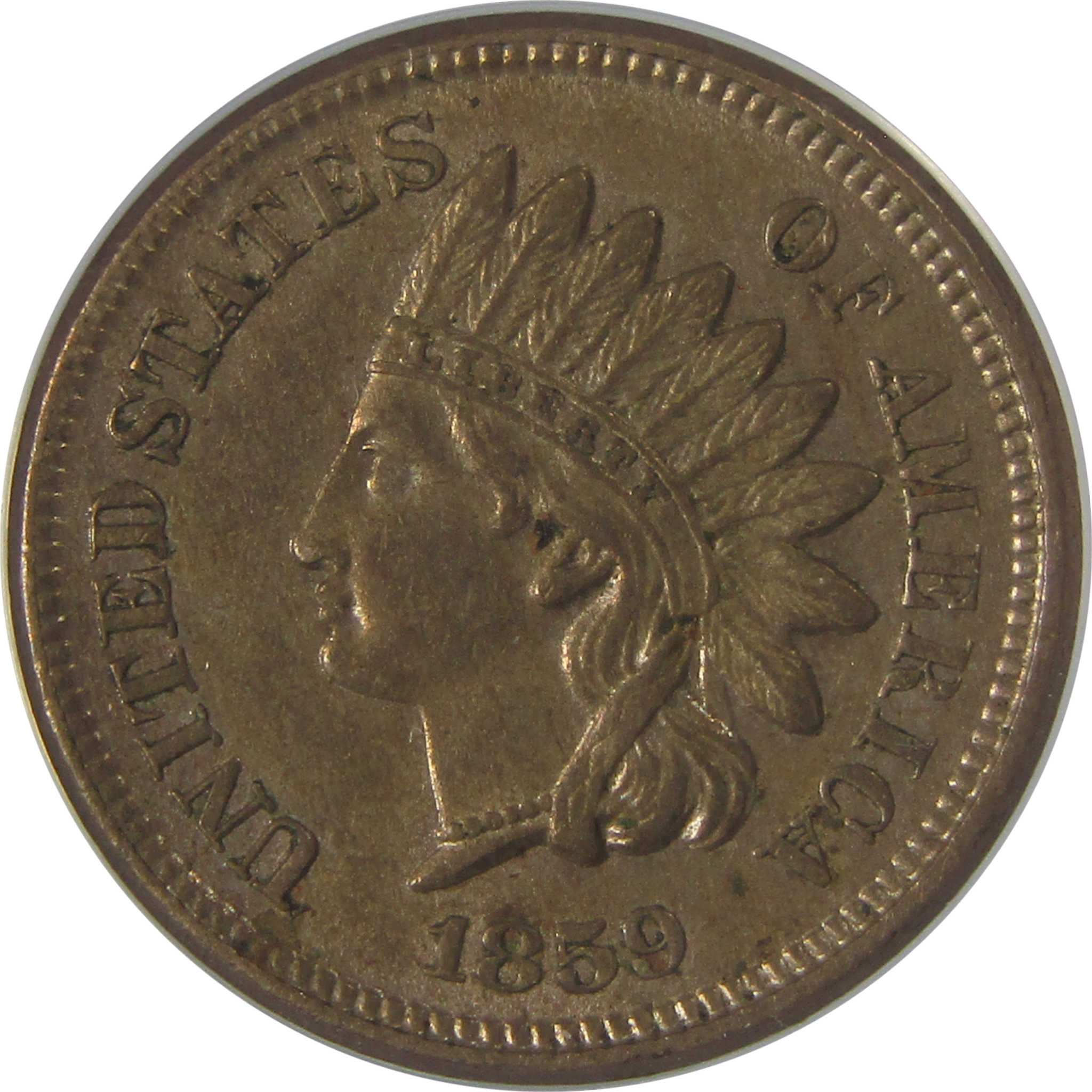 1859 Indian Head Cent AU 55 ANACS Penny 1c Coin Collectible SKU:I23625
