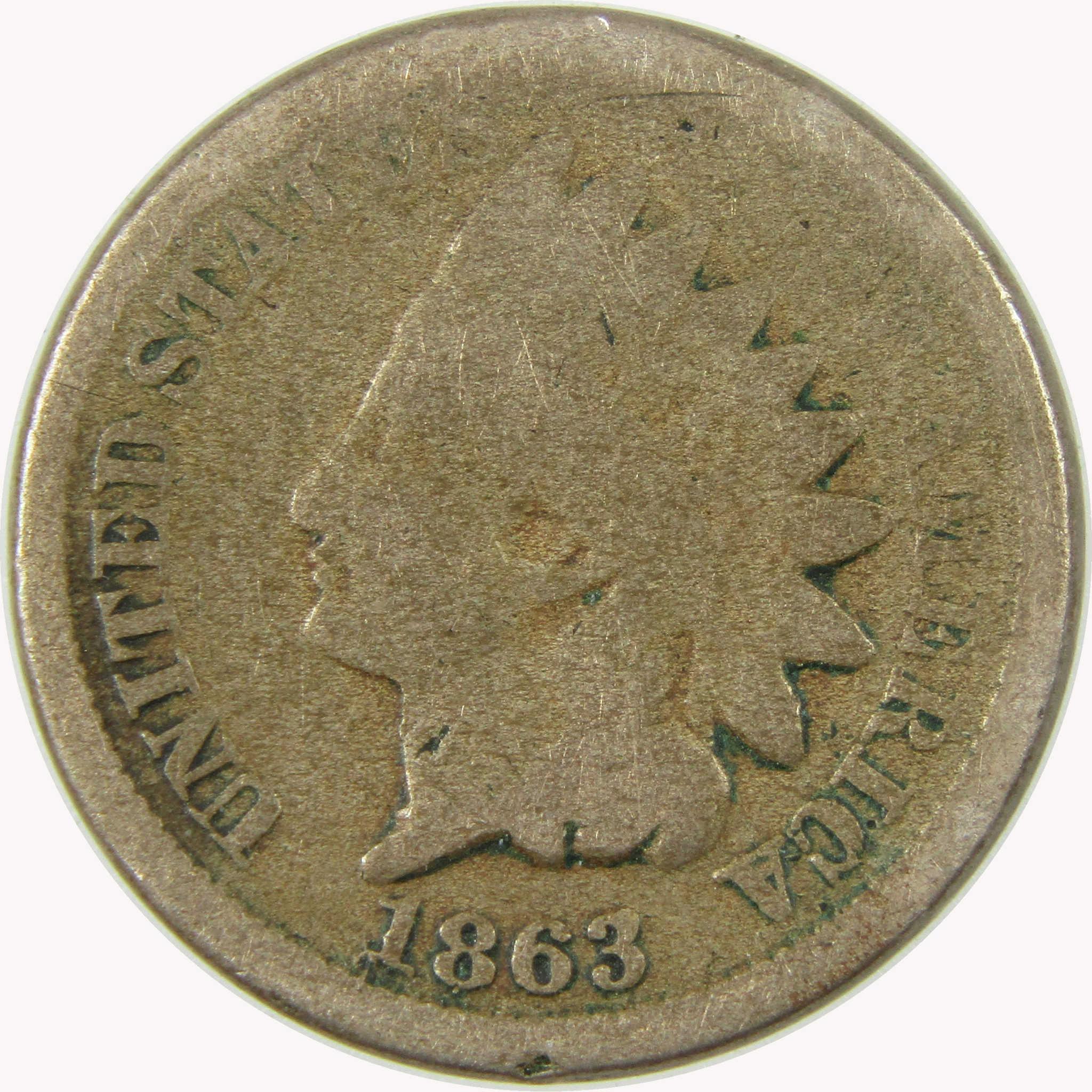 1863 Indian Head Cent AG About Good Penny 1c Coin SKU:CP1095