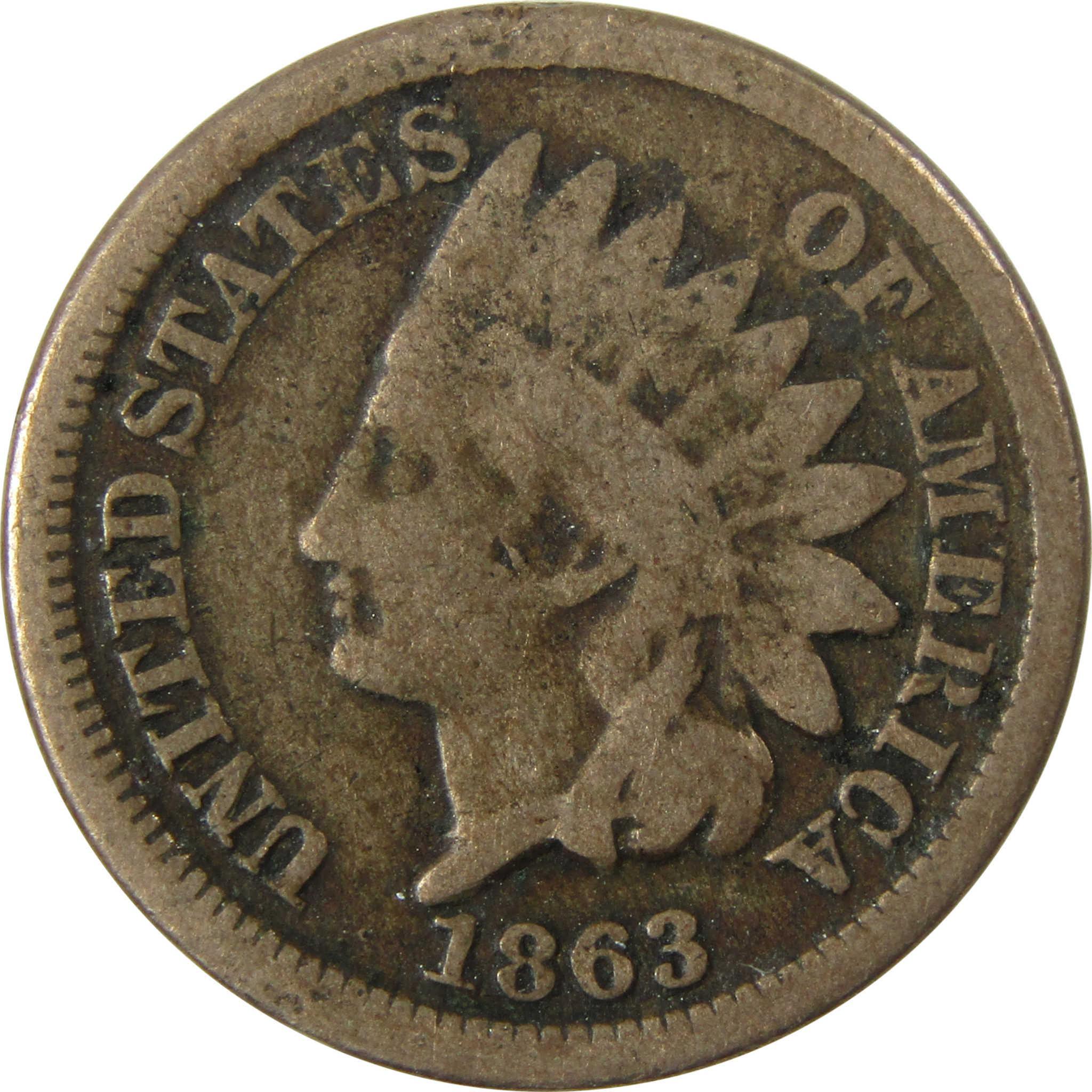 1863 Indian Head Cent G Good Penny 1c Coin SKU:CP1301