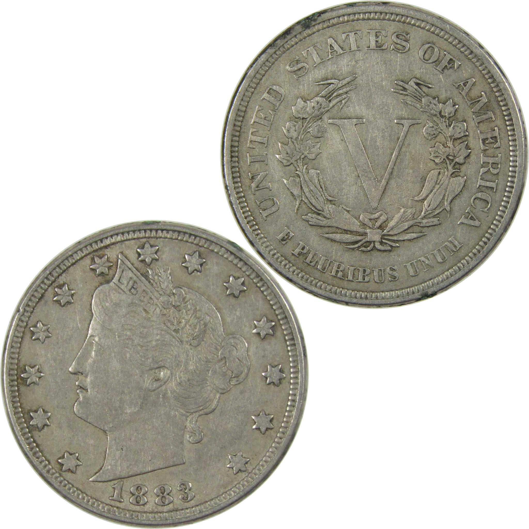 1883 No Cents Liberty Head V Nickel VF Very Fine 5c Coin SKU:I27247