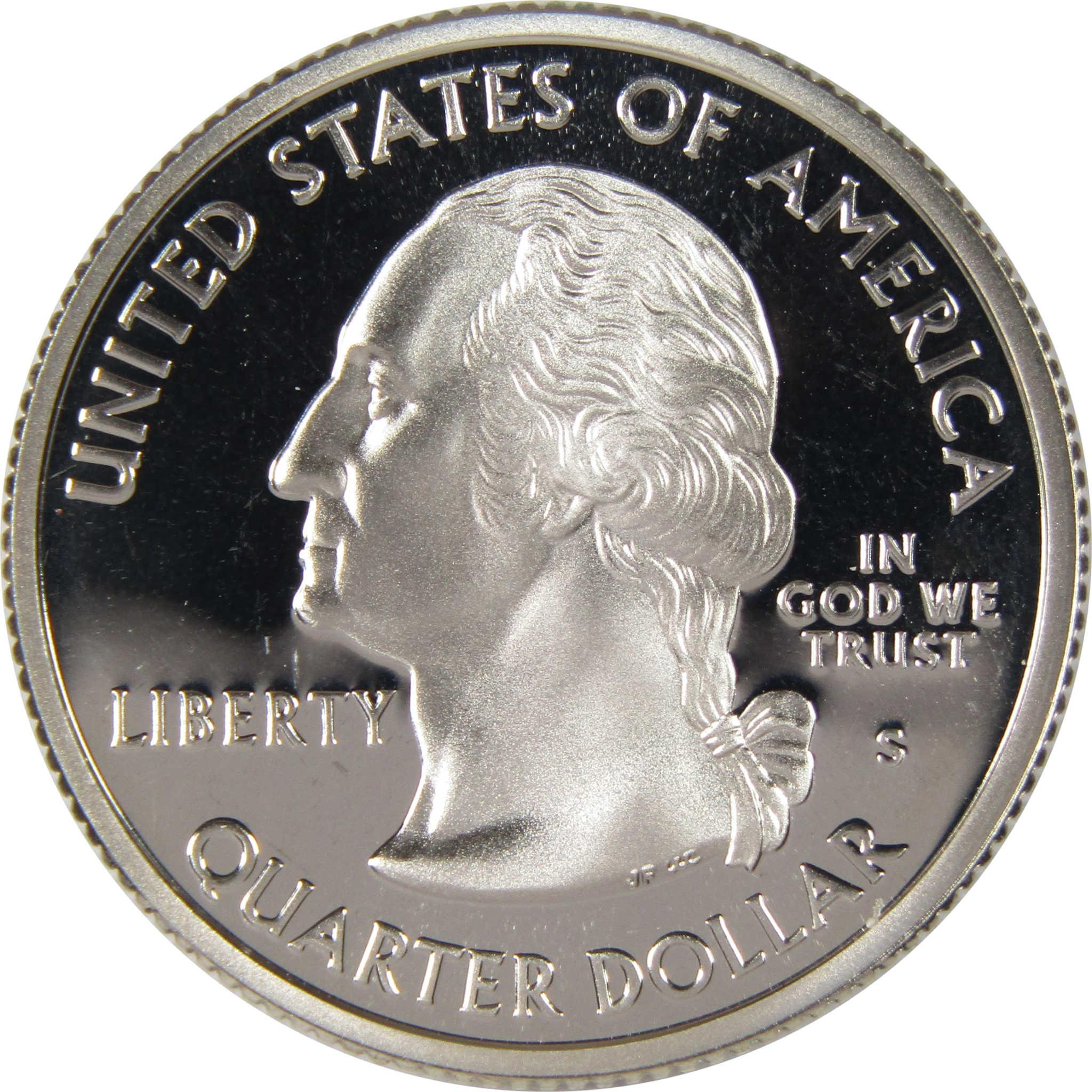 United States quarter dollar coin with George Washington profile, proof finish