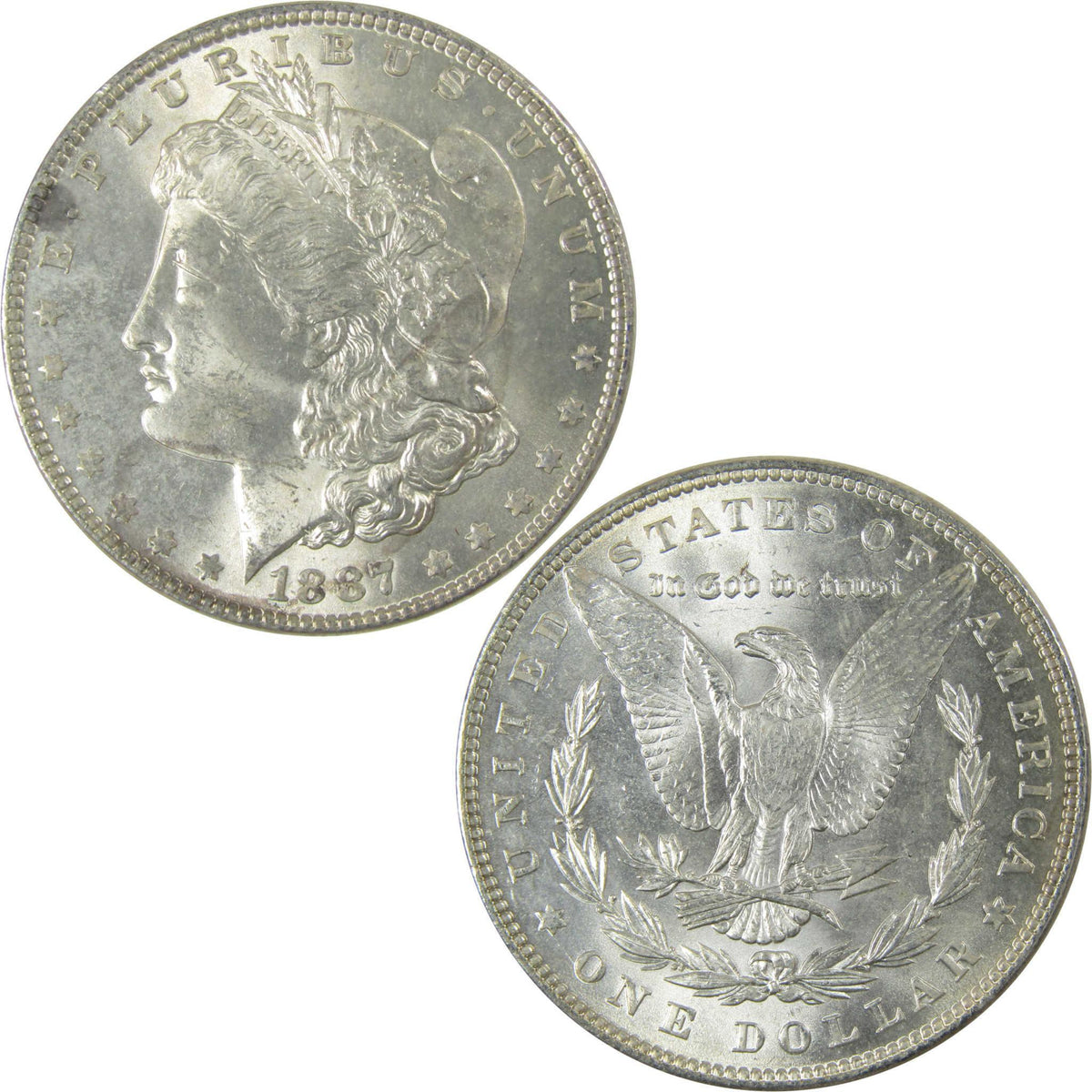 1887 Morgan Silver Dollar Uncirculated Mint State $1 Coin SKU:CP671 - Morgan coin - Morgan silver dollar - Morgan silver dollar for sale - Profile Coins & Collectibles