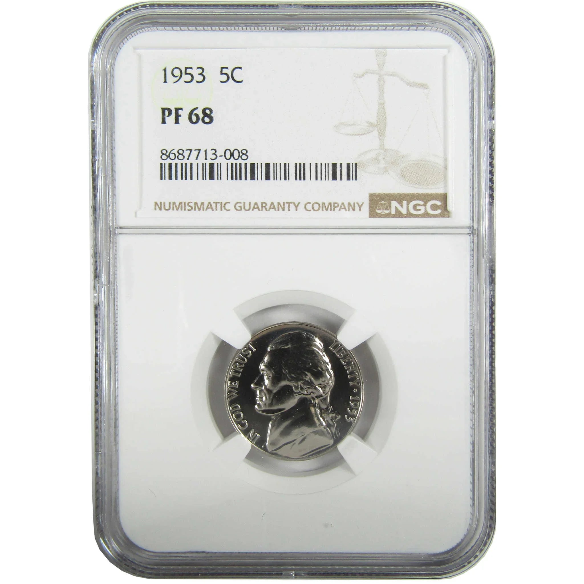 1953 Jefferson Nickel PF 68 NGC Proof 5c Coin Collectible SKU:I27344